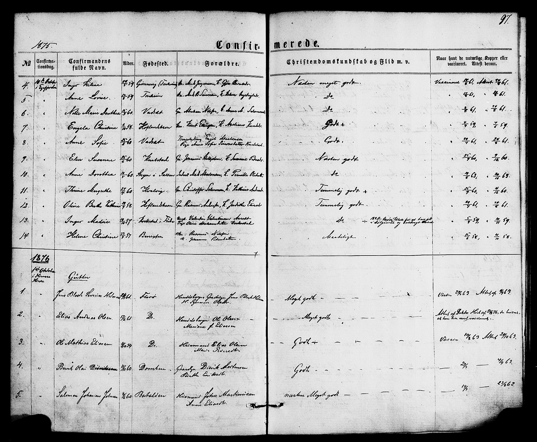 Kinn sokneprestembete, SAB/A-80801/H/Haa/Haaa/L0008: Parish register (official) no. A 8, 1859-1882, p. 97