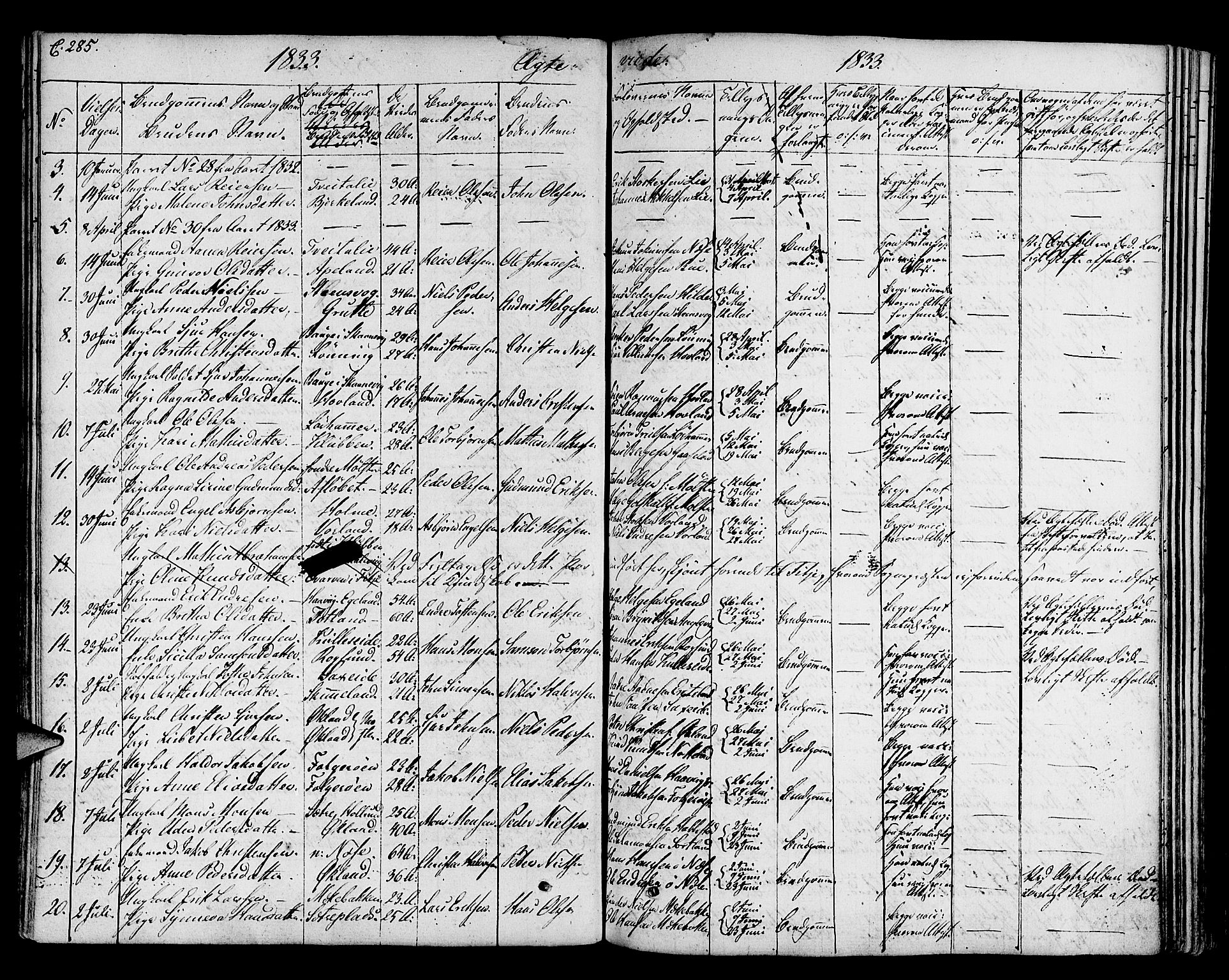 Finnås sokneprestembete, AV/SAB-A-99925/H/Ha/Haa/Haaa/L0005: Parish register (official) no. A 5, 1823-1835, p. 285