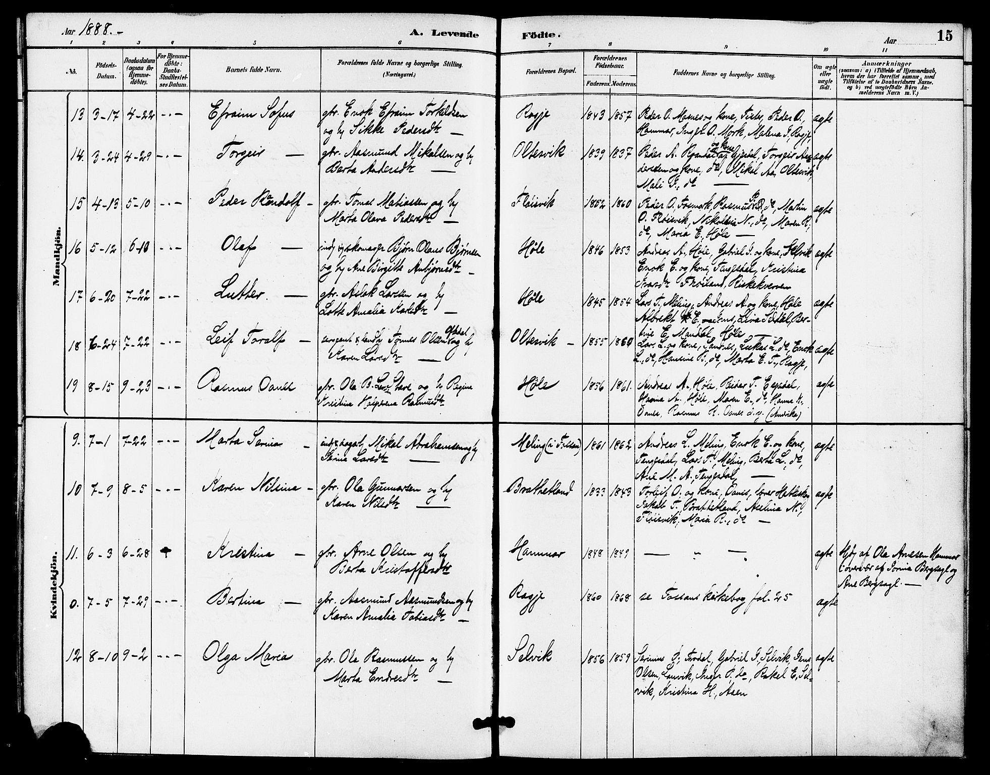 Høgsfjord sokneprestkontor, AV/SAST-A-101624/H/Ha/Haa/L0005: Parish register (official) no. A 5, 1885-1897, p. 15