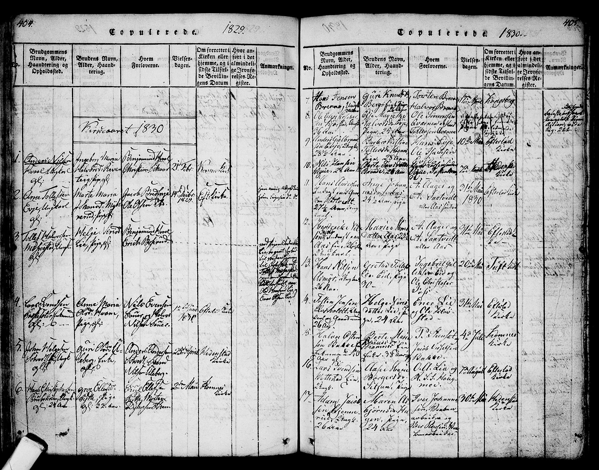 Sandsvær kirkebøker, AV/SAKO-A-244/G/Ga/L0003: Parish register (copy) no. I 3, 1817-1839, p. 404-405