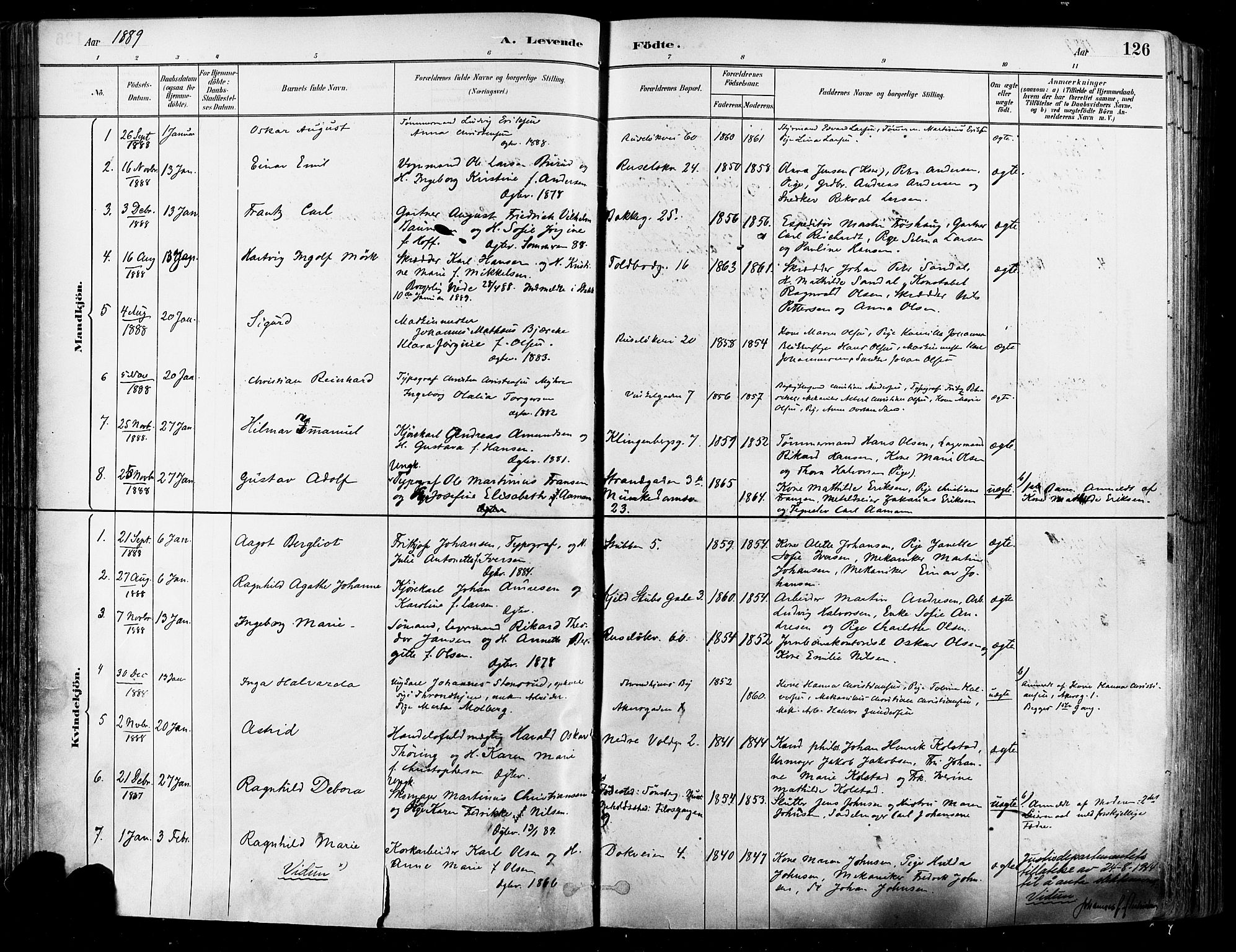 Johannes prestekontor Kirkebøker, SAO/A-10852/F/Fa/L0003: Parish register (official) no. 3, 1882-1896, p. 126