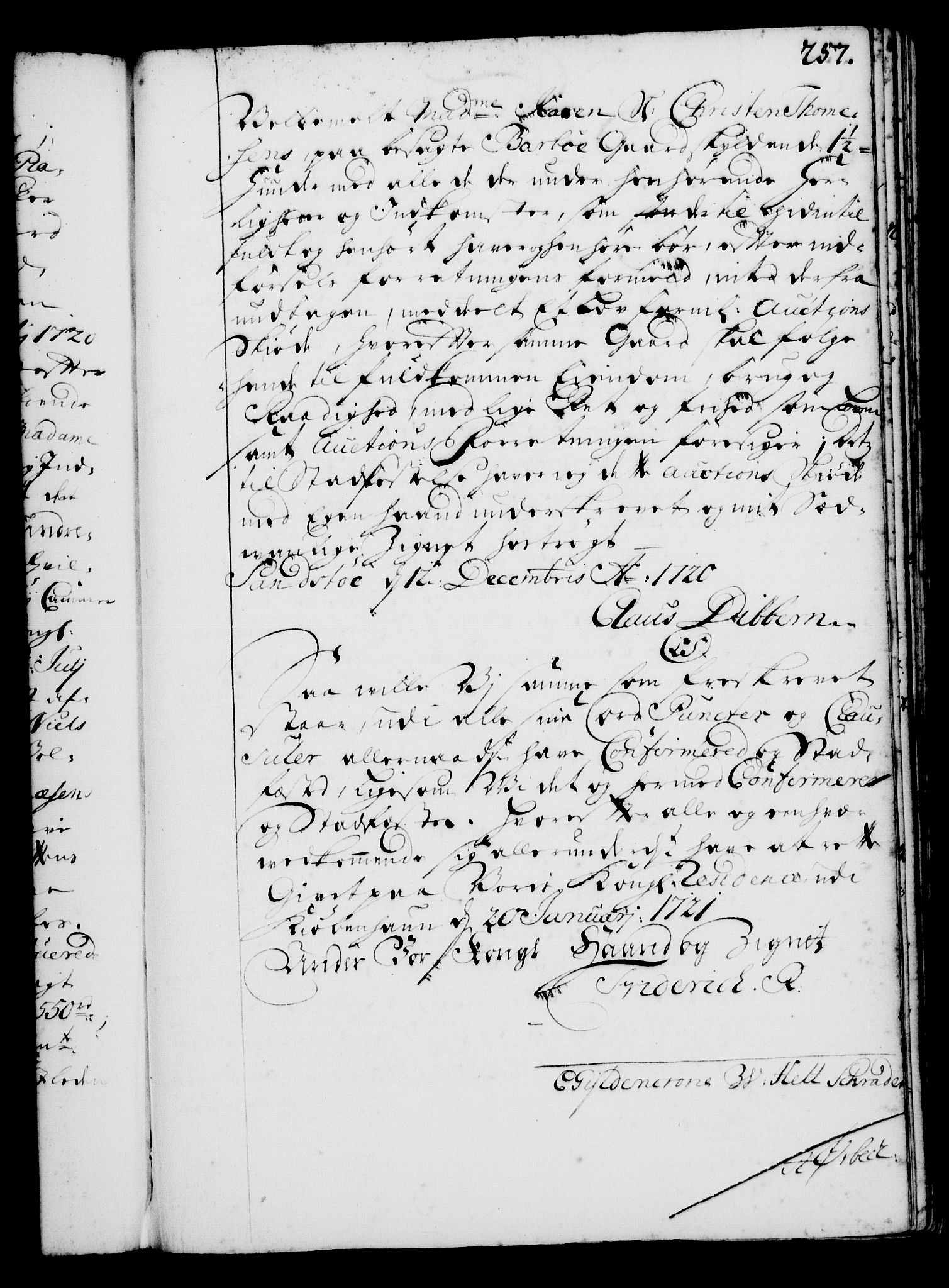 Rentekammeret, Kammerkanselliet, RA/EA-3111/G/Gg/Gga/L0001: Norsk ekspedisjonsprotokoll med register (merket RK 53.1), 1720-1723, p. 257