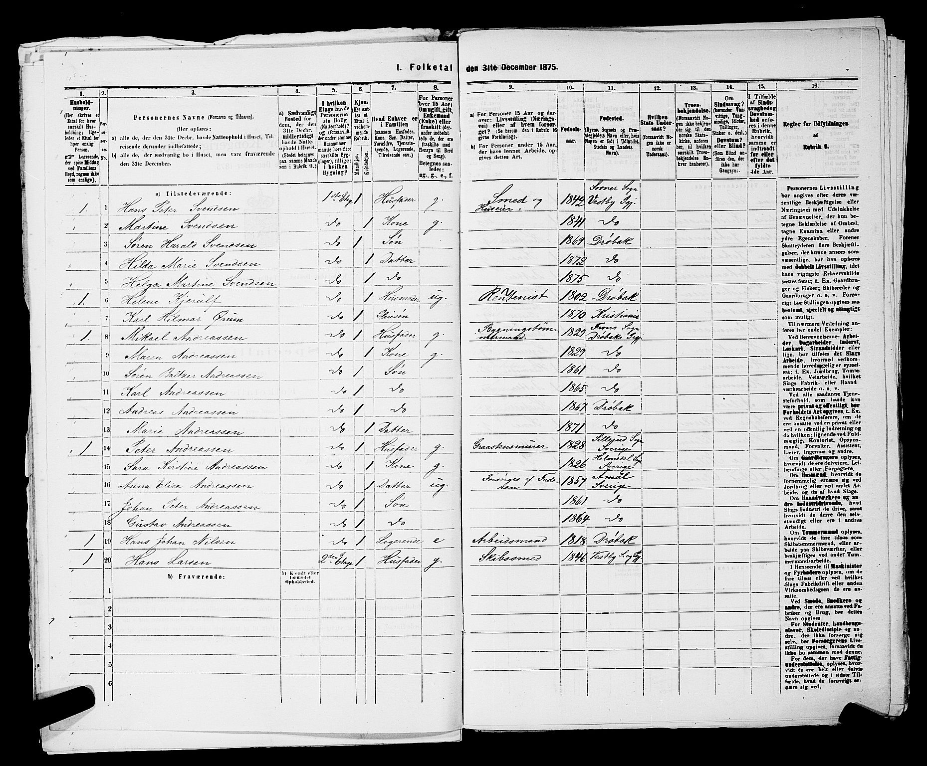 RA, 1875 census for 0203B Drøbak/Drøbak, 1875, p. 23