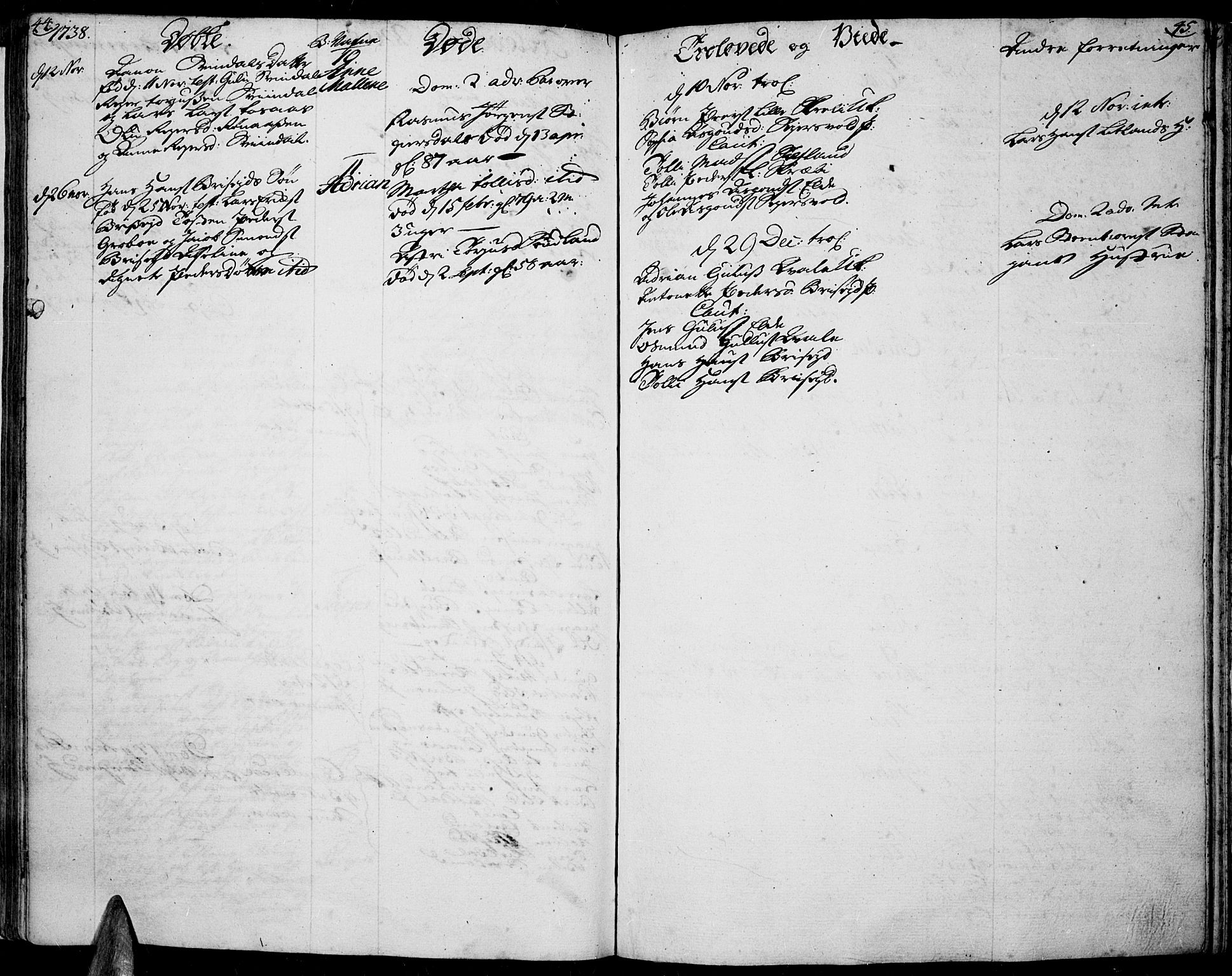 Lista sokneprestkontor, AV/SAK-1111-0027/F/Fa/L0002: Parish register (official) no. A 2 /2, 1726-1753, p. 44-45