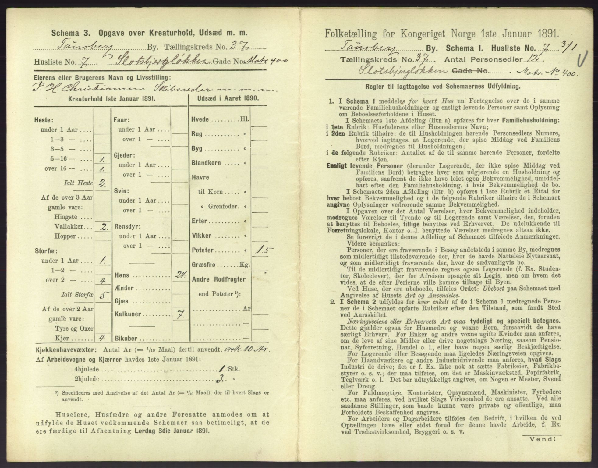 RA, 1891 census for 0705 Tønsberg, 1891, p. 1060