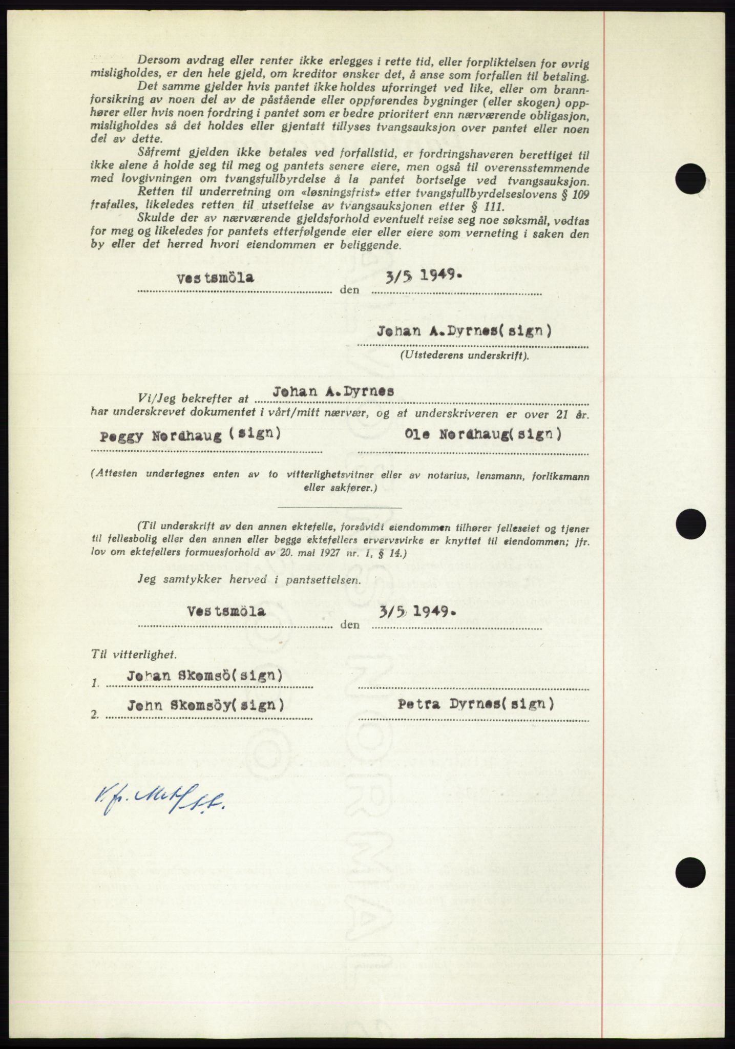 Nordmøre sorenskriveri, AV/SAT-A-4132/1/2/2Ca: Mortgage book no. B102, 1949-1949, Diary no: : 2023/1949