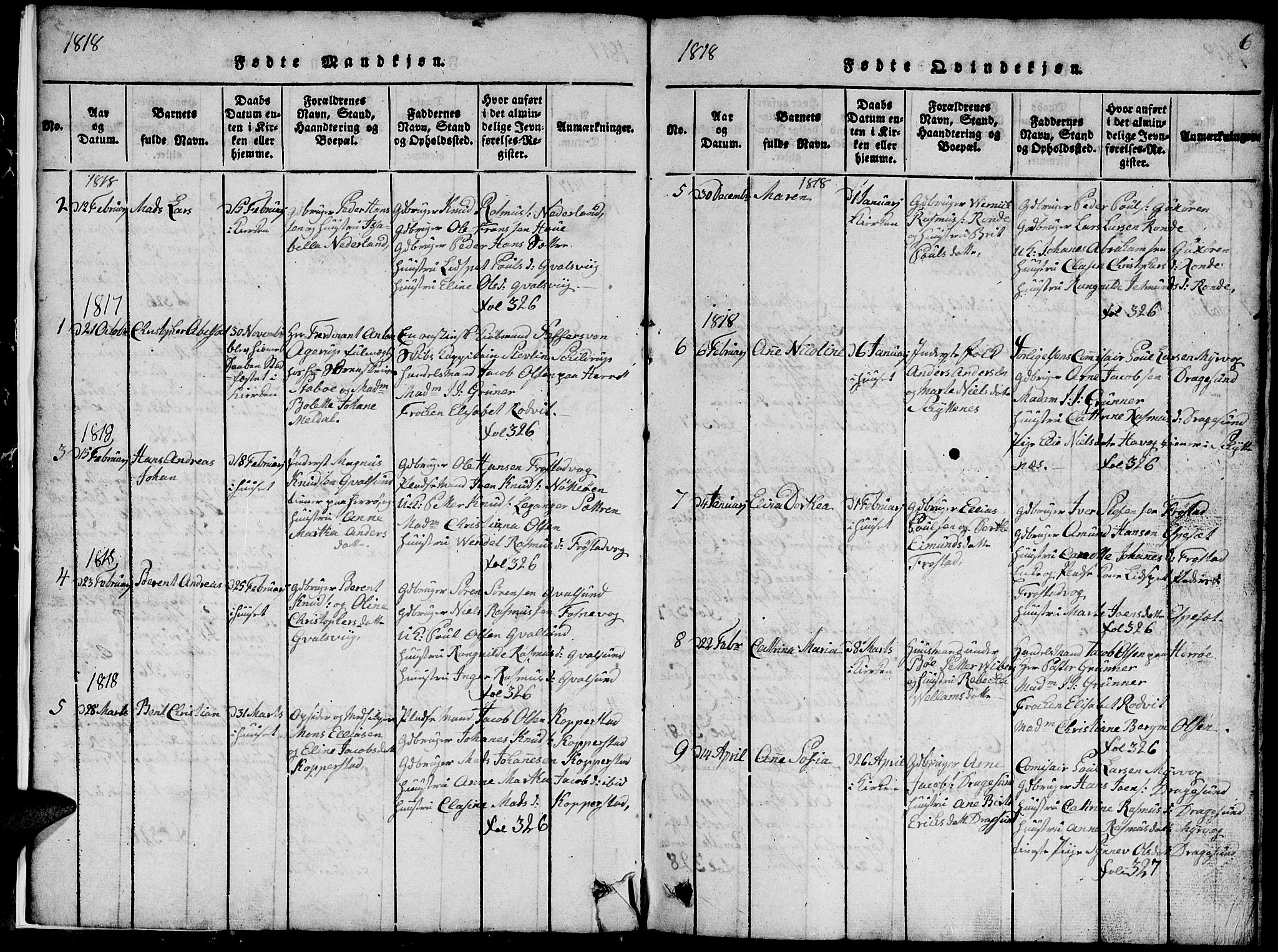 Ministerialprotokoller, klokkerbøker og fødselsregistre - Møre og Romsdal, AV/SAT-A-1454/507/L0078: Parish register (copy) no. 507C01, 1816-1840, p. 6