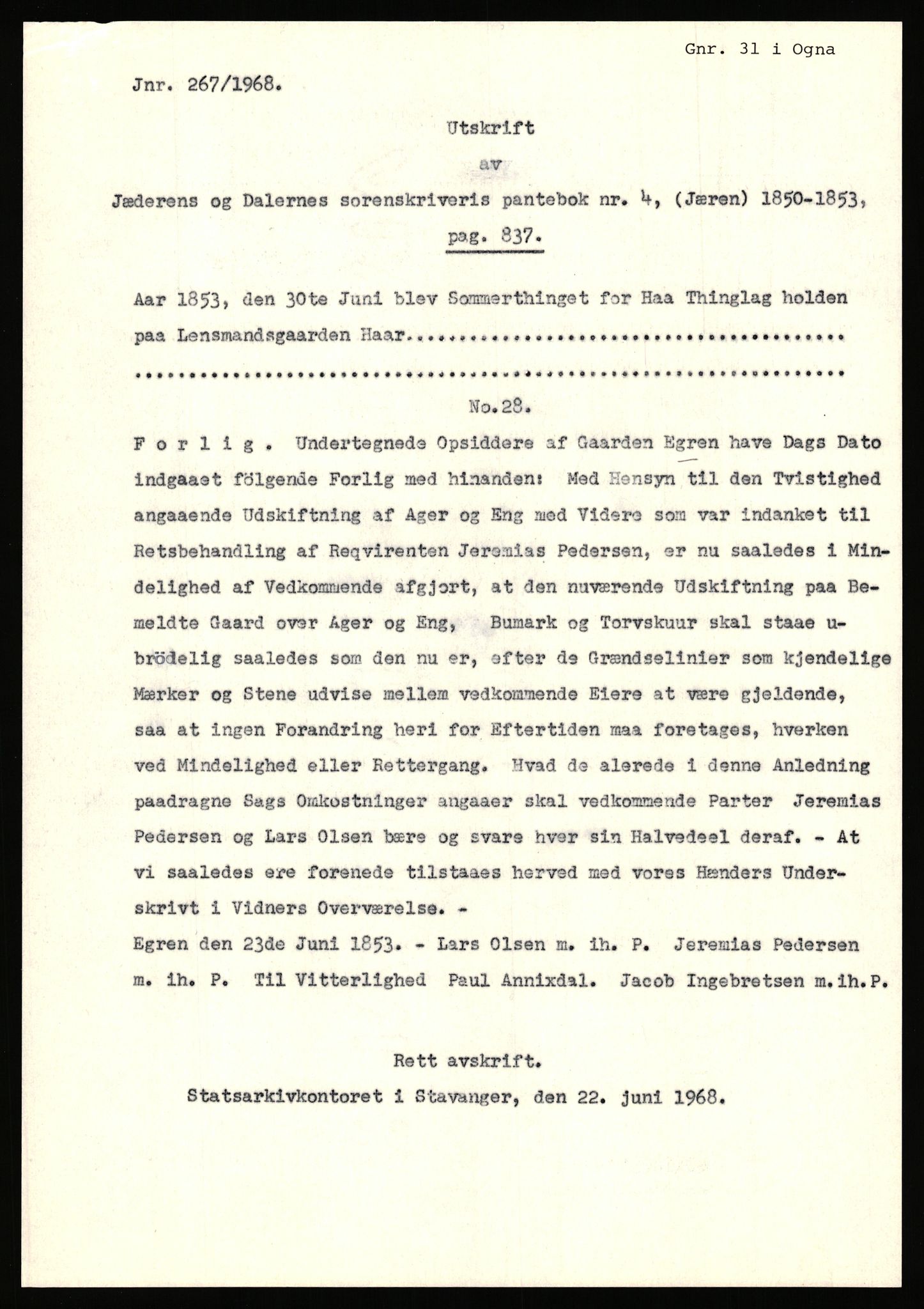 Statsarkivet i Stavanger, SAST/A-101971/03/Y/Yj/L0015: Avskrifter sortert etter gårdsnavn: Dysje - Eide, 1750-1930, p. 437