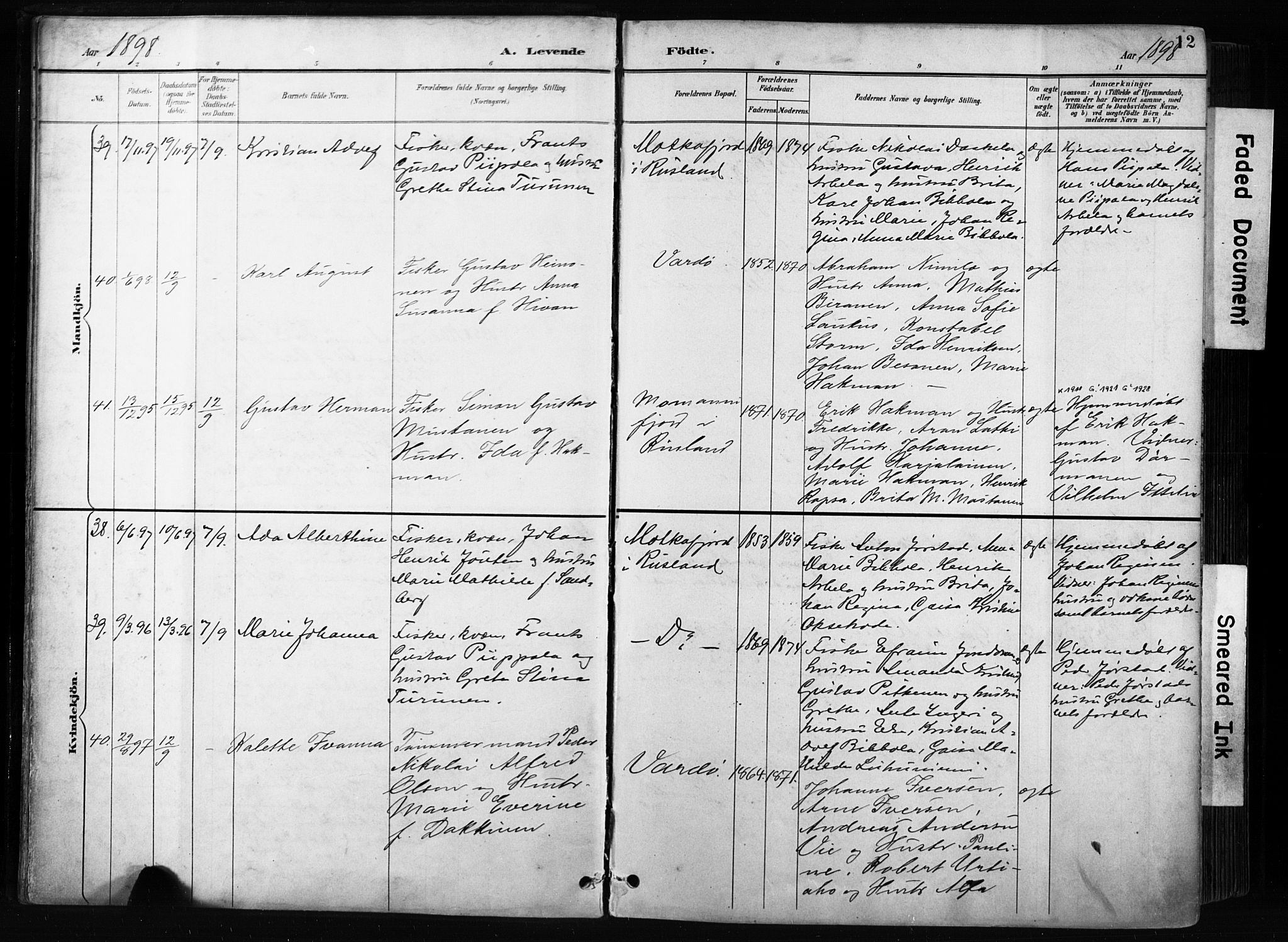 Vardø sokneprestkontor, AV/SATØ-S-1332/H/Ha/L0010kirke: Parish register (official) no. 10, 1895-1907, p. 12
