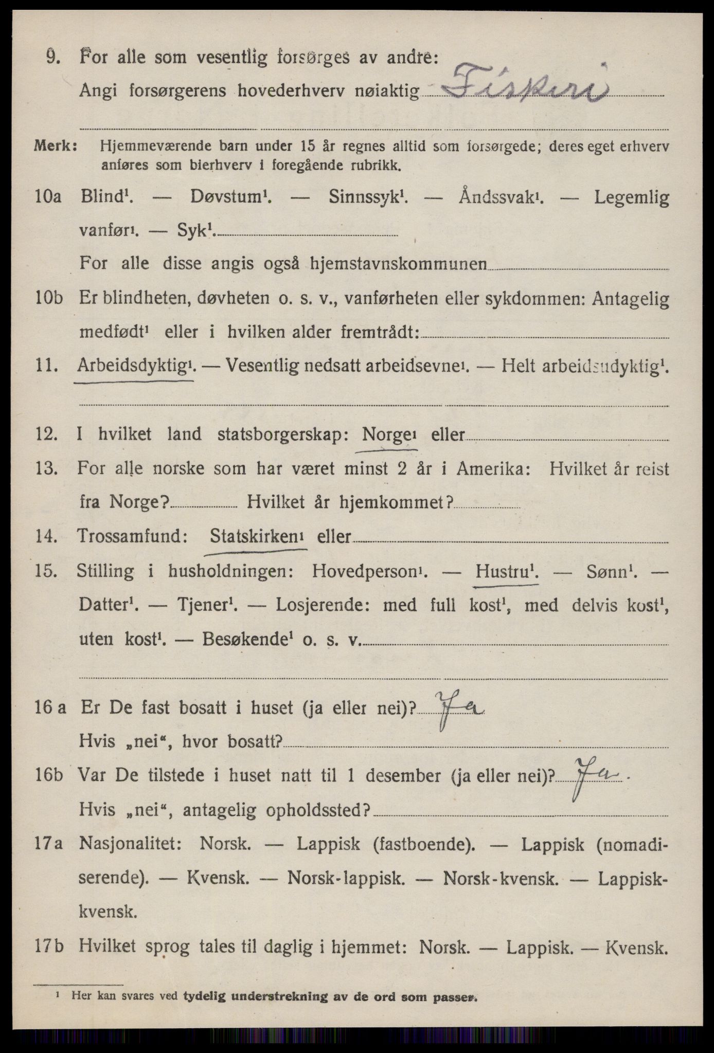 SAT, 1920 census for Kvenvær, 1920, p. 449