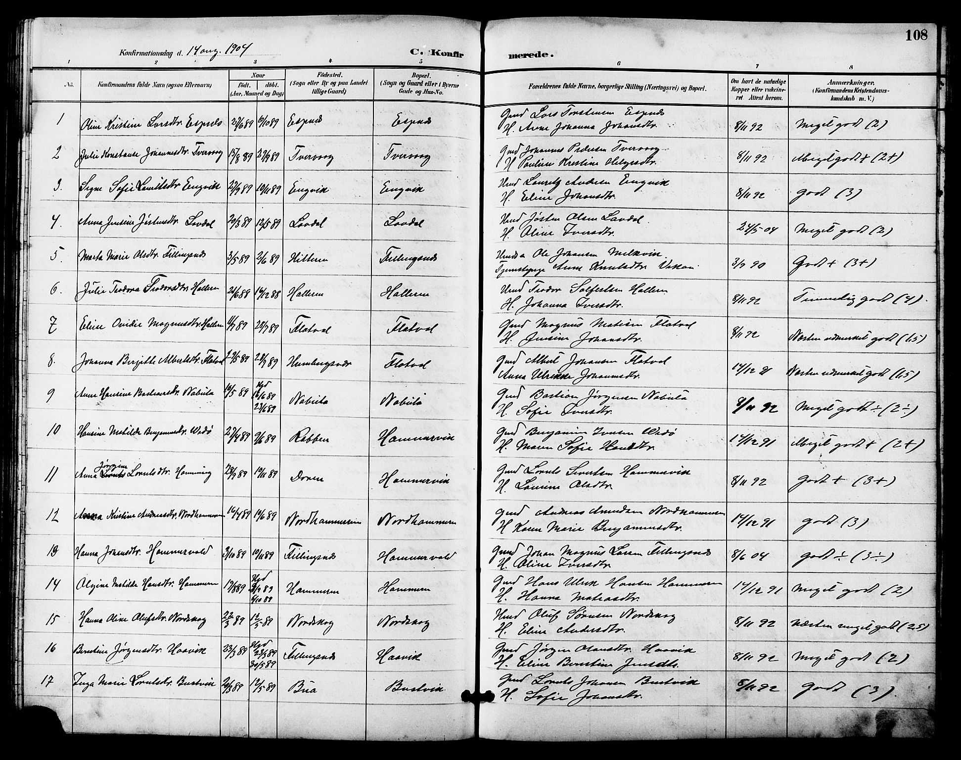 Ministerialprotokoller, klokkerbøker og fødselsregistre - Sør-Trøndelag, SAT/A-1456/641/L0598: Parish register (copy) no. 641C02, 1893-1910, p. 108