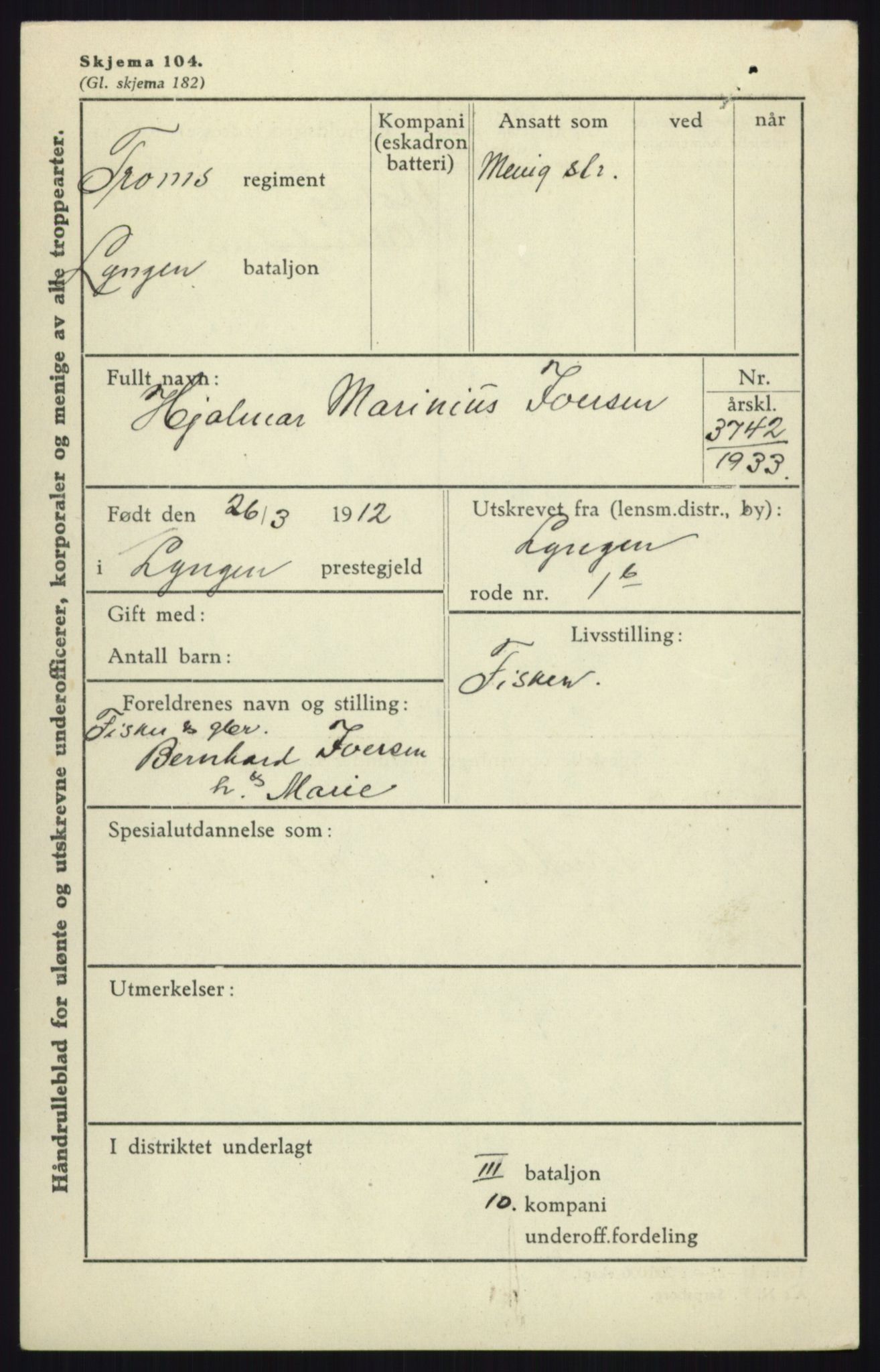 Forsvaret, Troms infanteriregiment nr. 16, AV/RA-RAFA-3146/P/Pa/L0017: Rulleblad for regimentets menige mannskaper, årsklasse 1933, 1933, p. 521