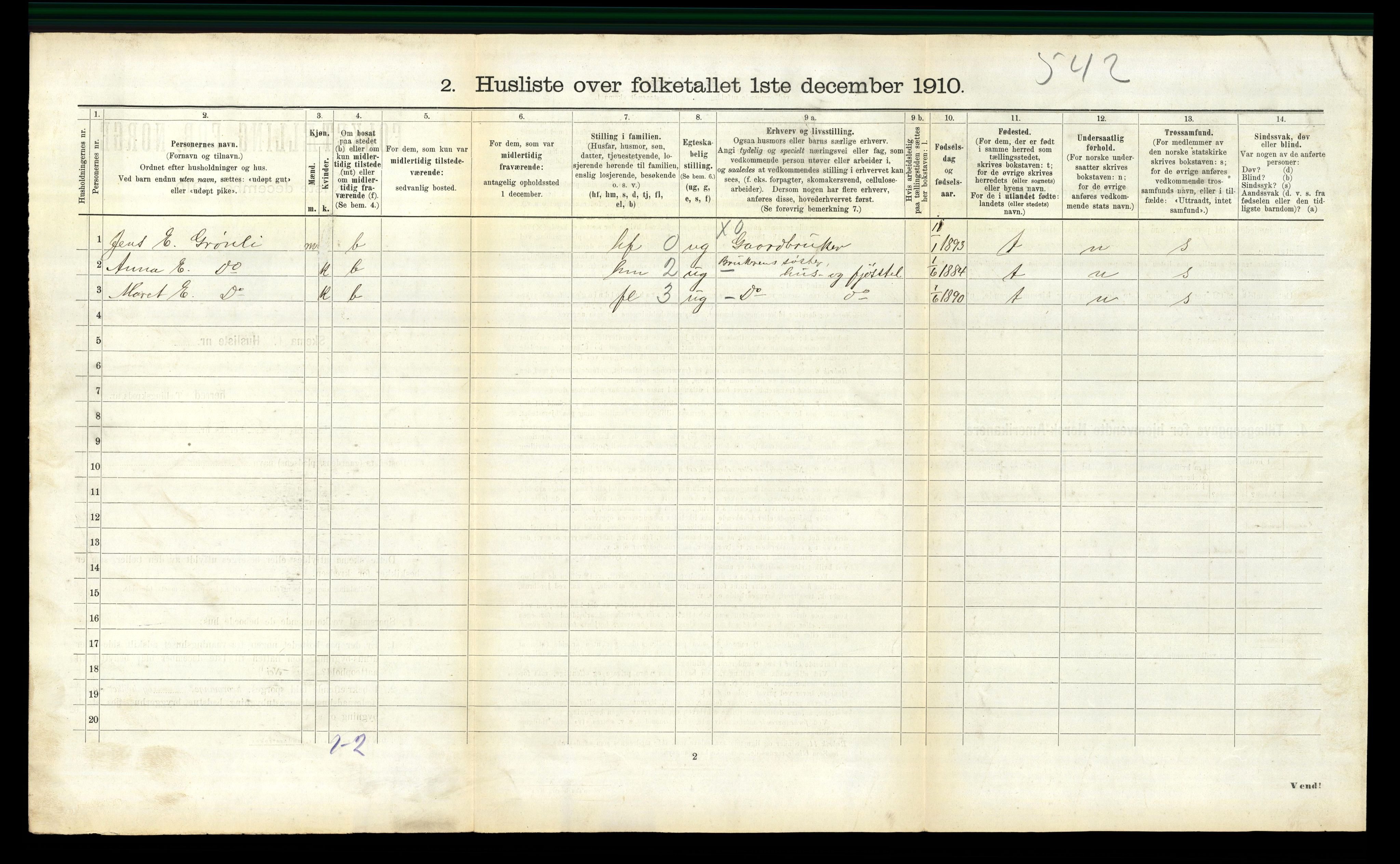 RA, 1910 census for Ålen, 1910, p. 224