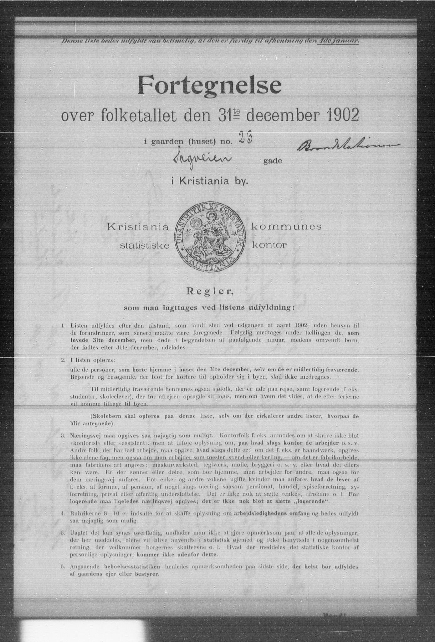 OBA, Municipal Census 1902 for Kristiania, 1902, p. 16488