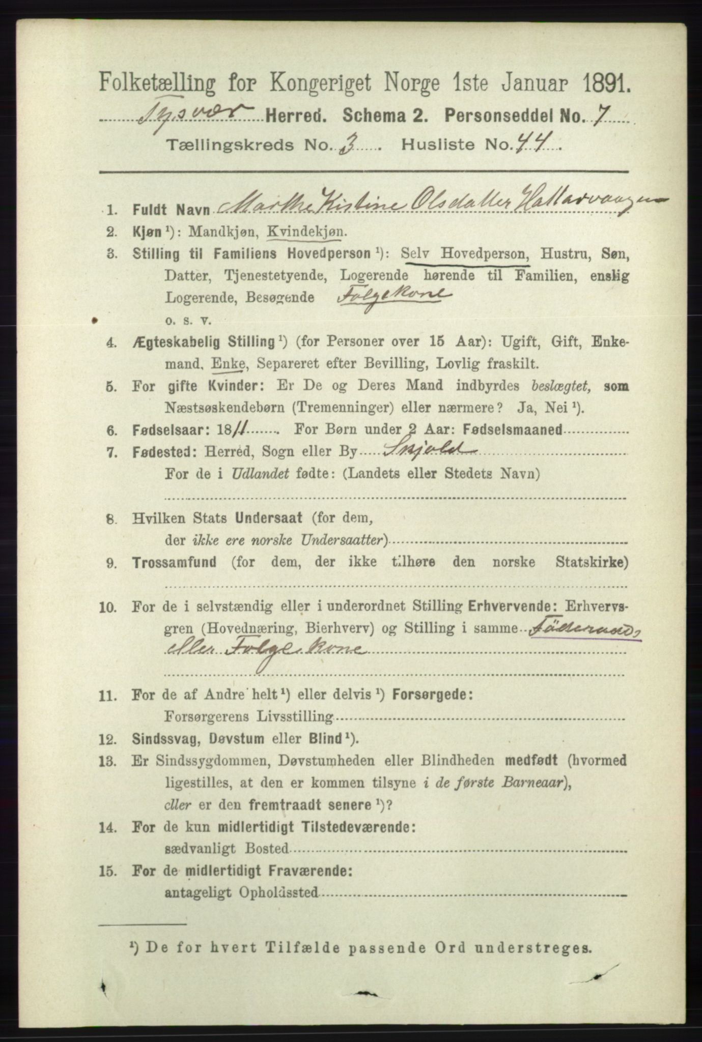 RA, 1891 census for 1146 Tysvær, 1891, p. 1446