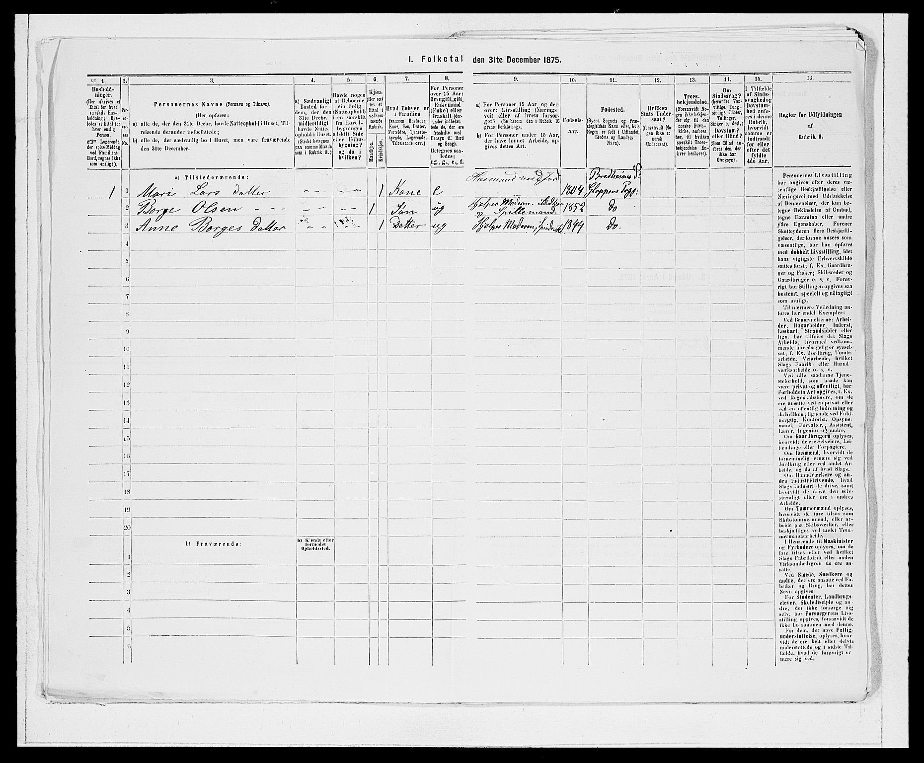 SAB, 1875 Census for 1445P Gloppen, 1875, p. 956