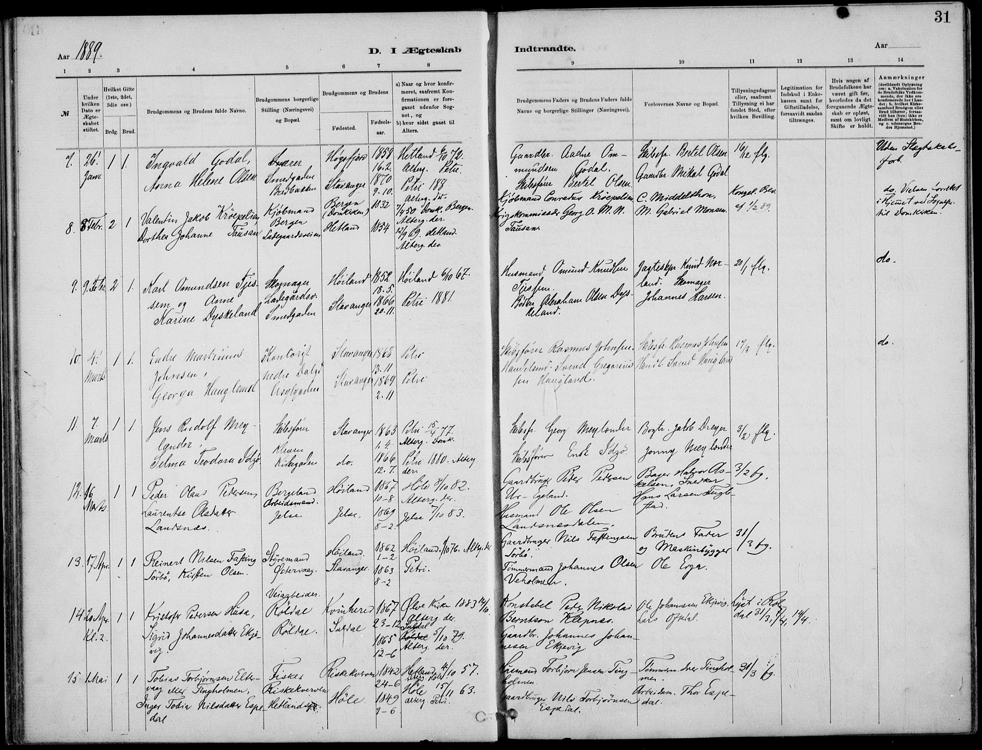 St. Petri sokneprestkontor, AV/SAST-A-101813/001/30/30BB/L0005: Parish register (copy) no. B 5, 1878-1895, p. 31