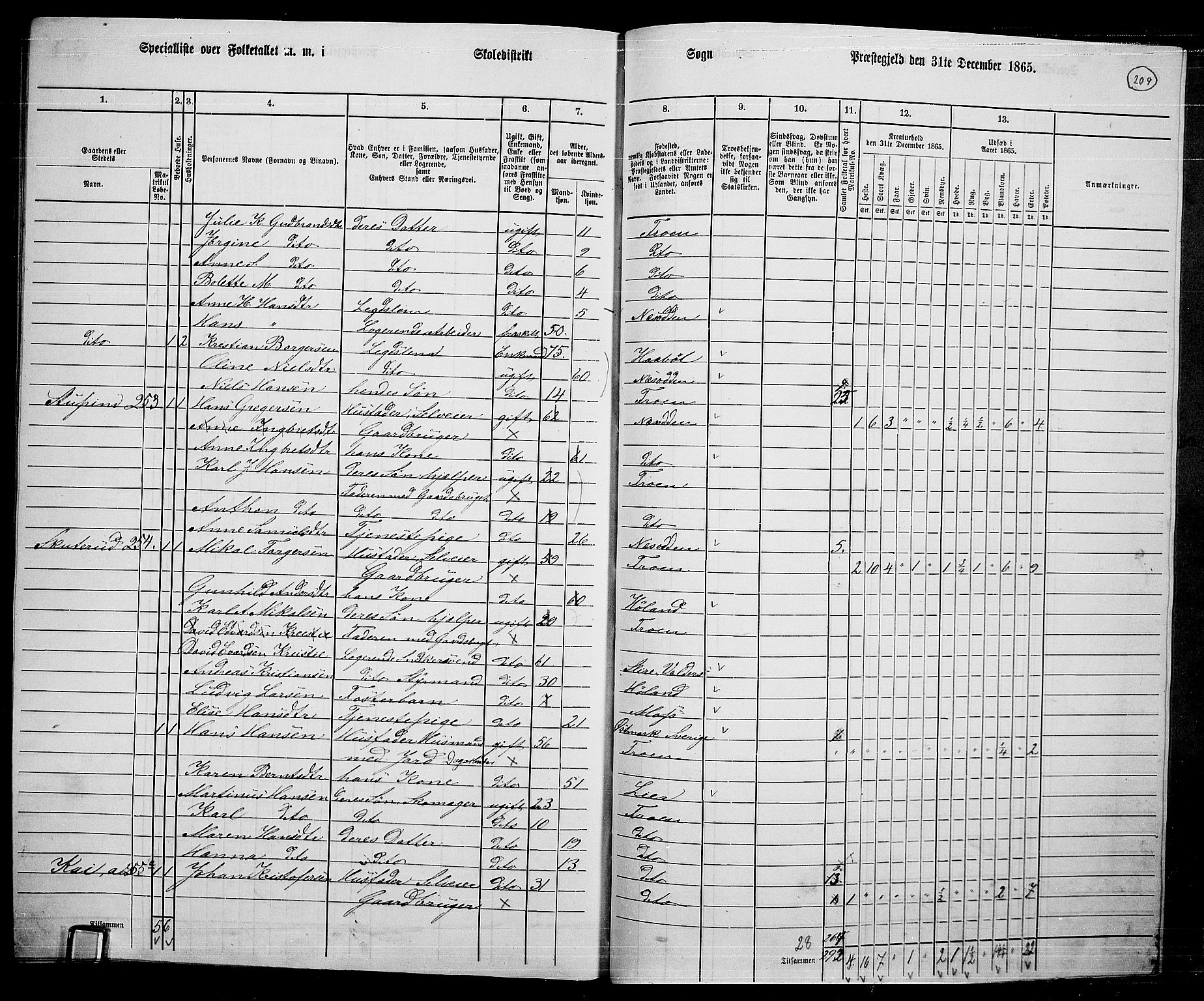 RA, 1865 census for Drøbak/Frogn, 1865, p. 63