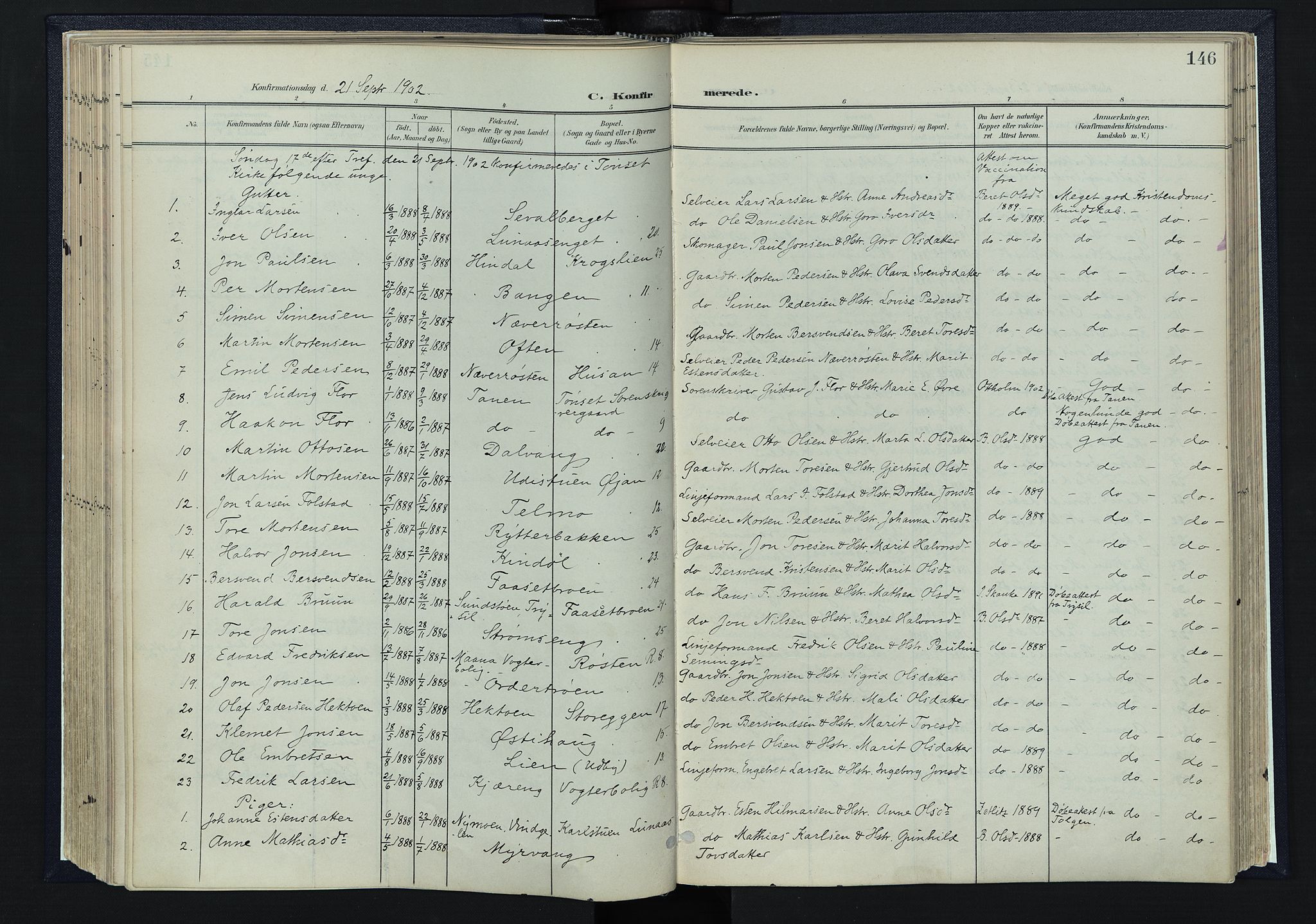 Tynset prestekontor, SAH/PREST-058/H/Ha/Haa/L0025: Parish register (official) no. 25, 1900-1914, p. 146