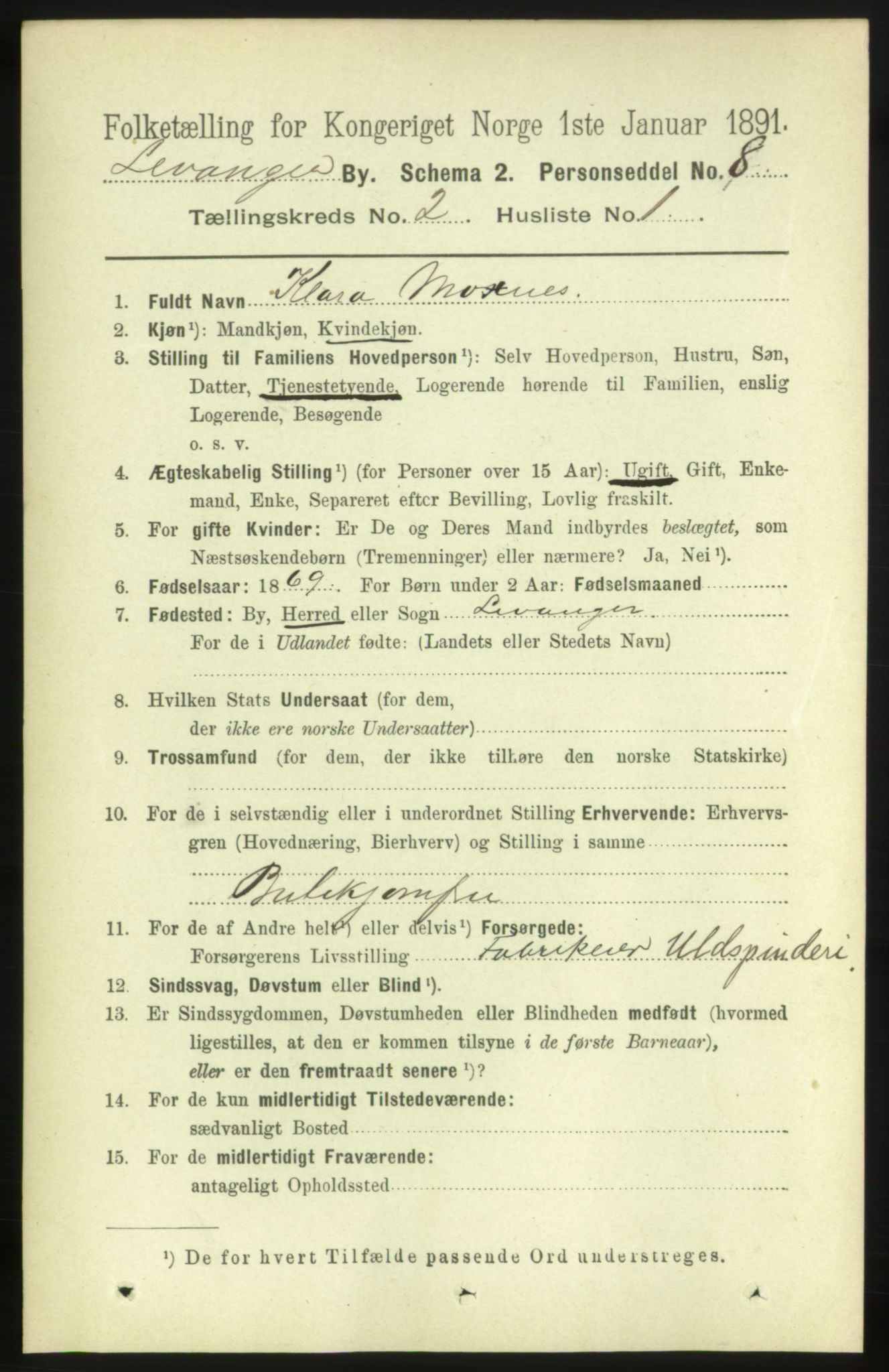 RA, 1891 census for 1701 Levanger, 1891, p. 516