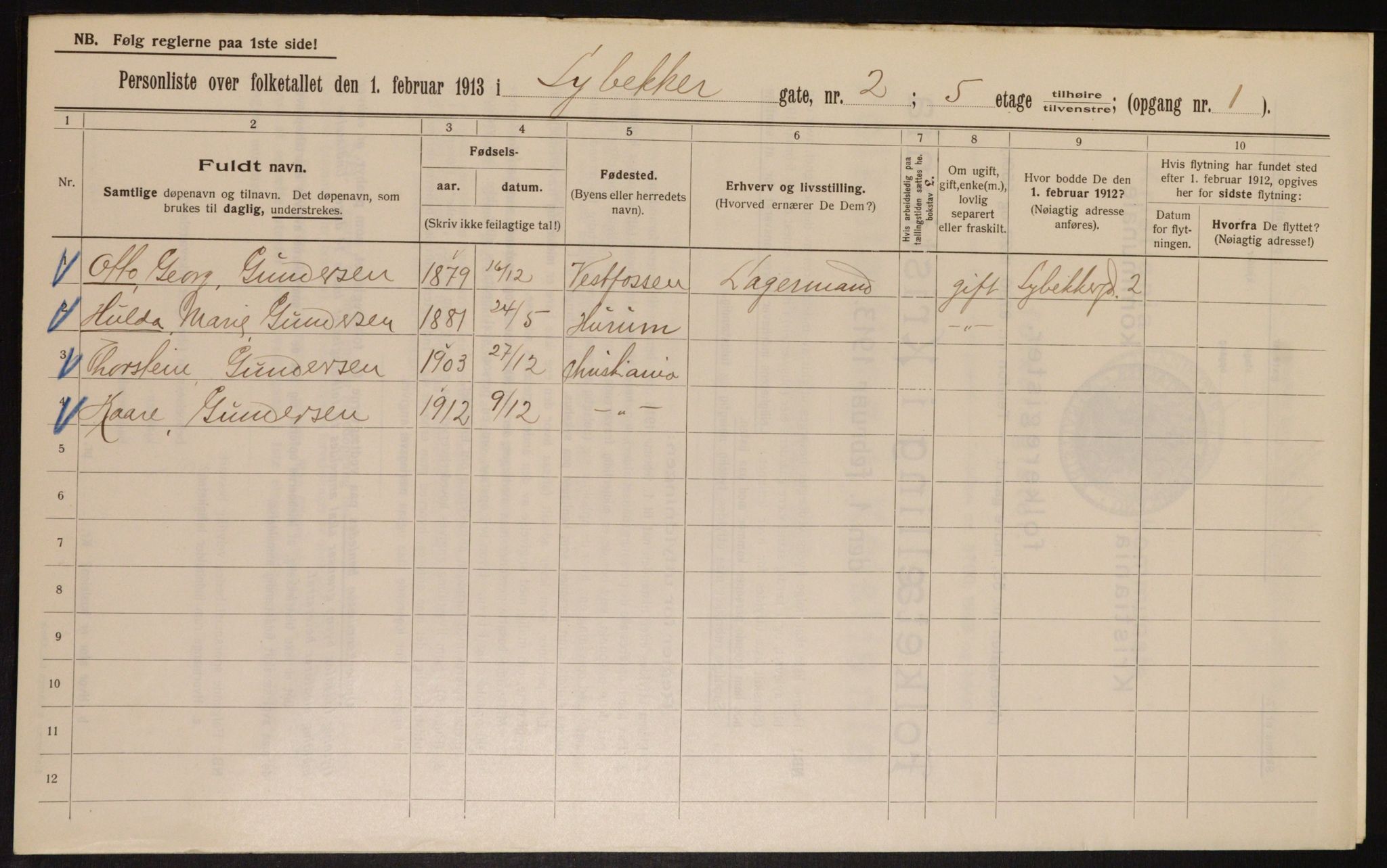 OBA, Municipal Census 1913 for Kristiania, 1913, p. 58221