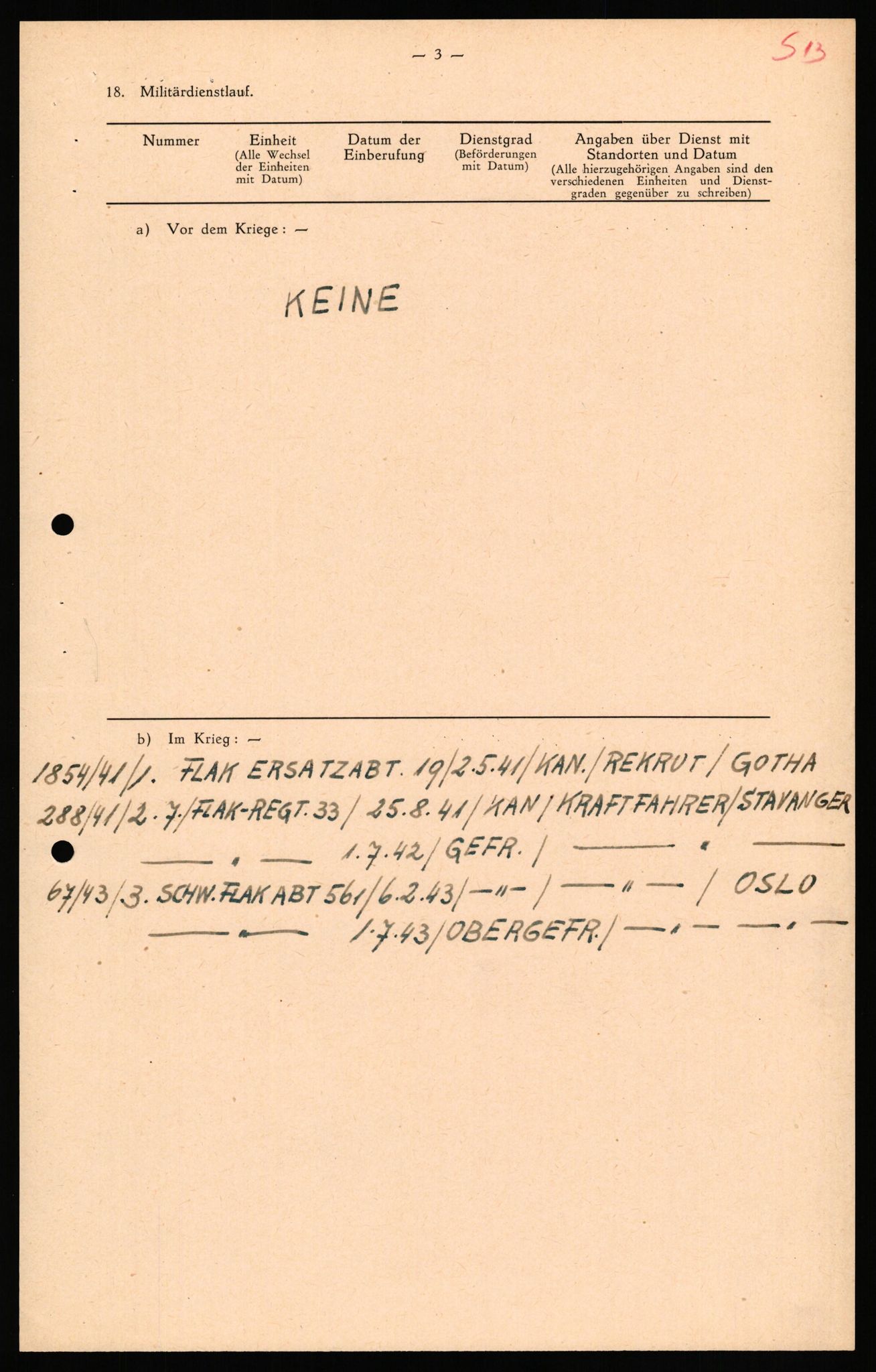 Forsvaret, Forsvarets overkommando II, AV/RA-RAFA-3915/D/Db/L0040: CI Questionaires. Tyske okkupasjonsstyrker i Norge. Østerrikere., 1945-1946, p. 245