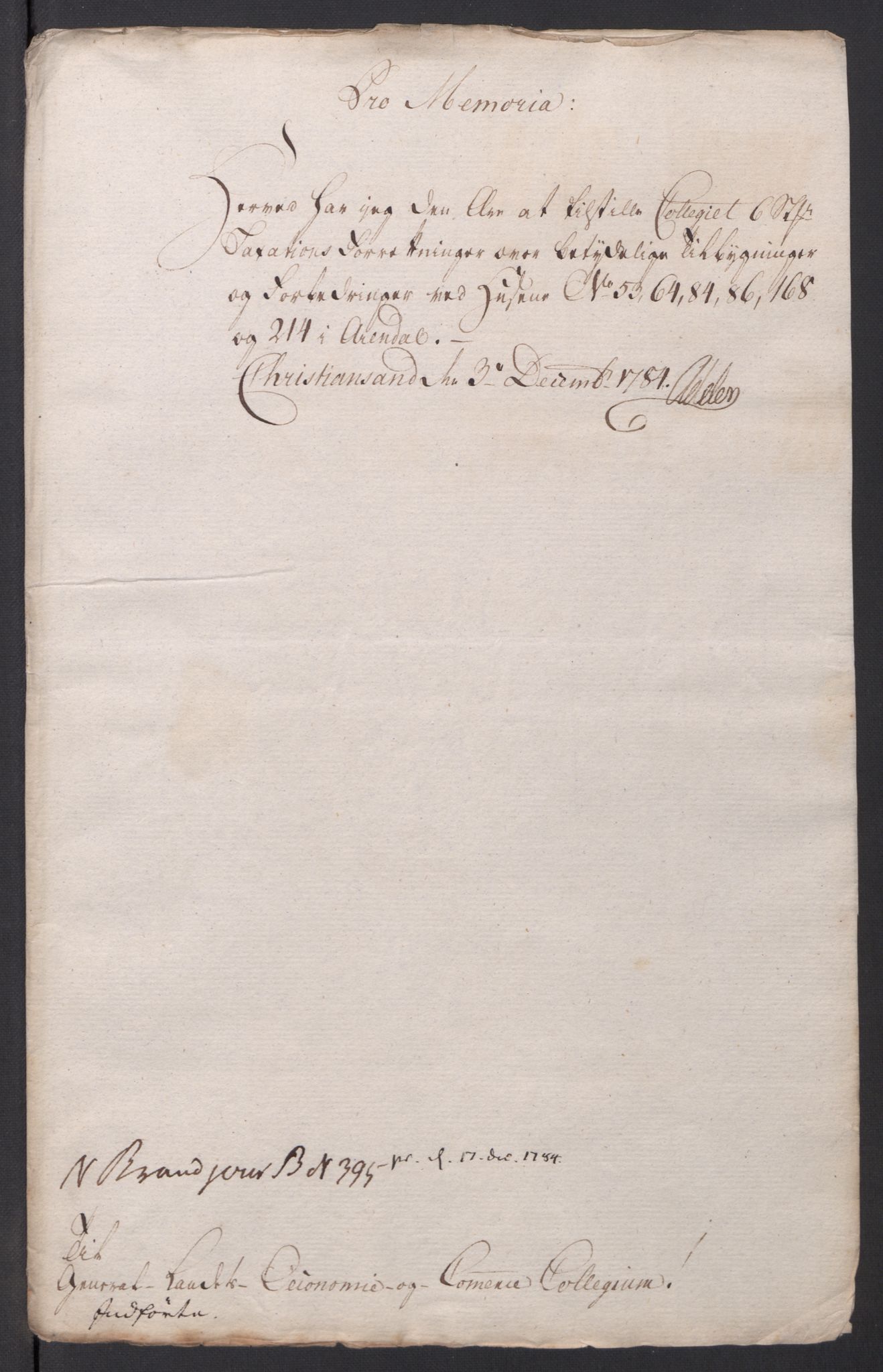 Kommersekollegiet, Brannforsikringskontoret 1767-1814, AV/RA-EA-5458/F/Fa/L0001/0003: Arendal / Dokumenter, 1765-1797