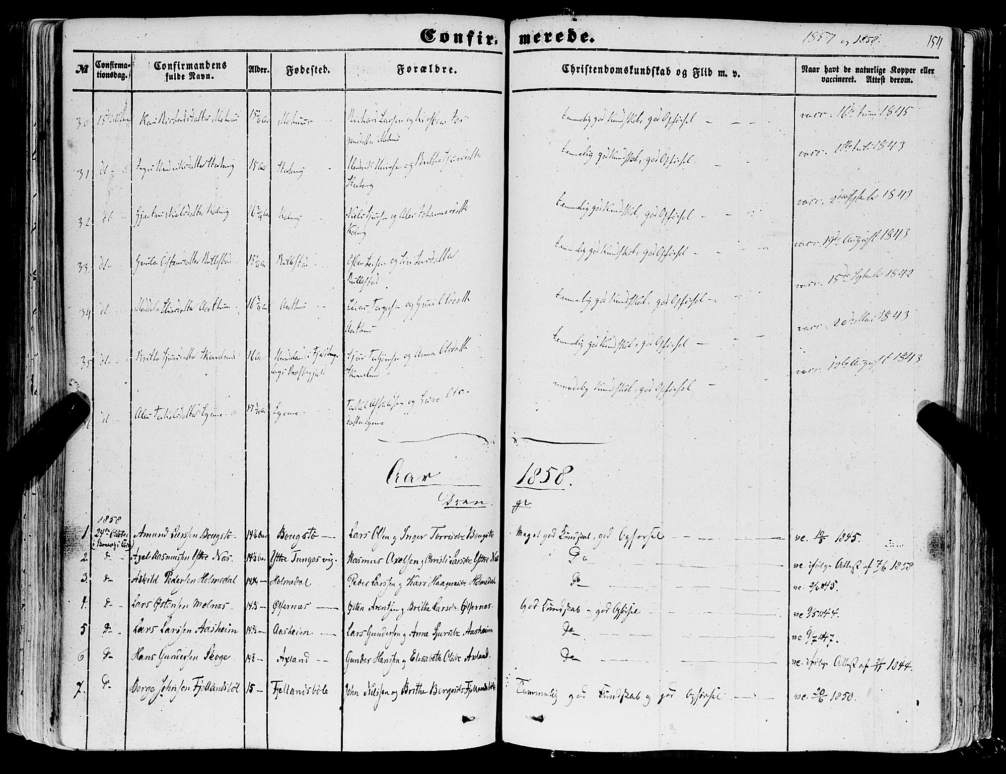 Skånevik sokneprestembete, SAB/A-77801/H/Haa: Parish register (official) no. A 5I, 1848-1869, p. 154