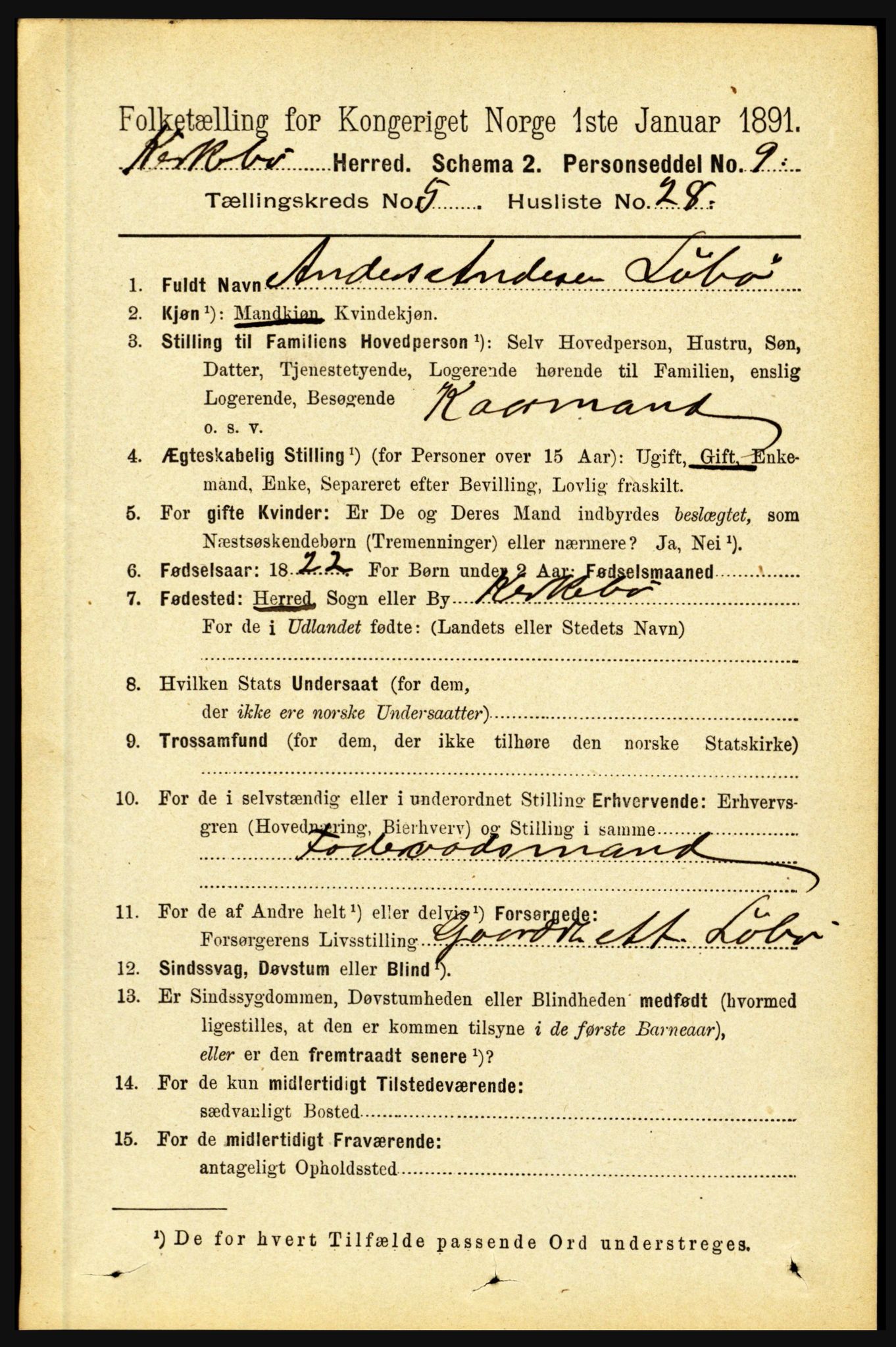 RA, 1891 census for 1416 Kyrkjebø, 1891, p. 1219