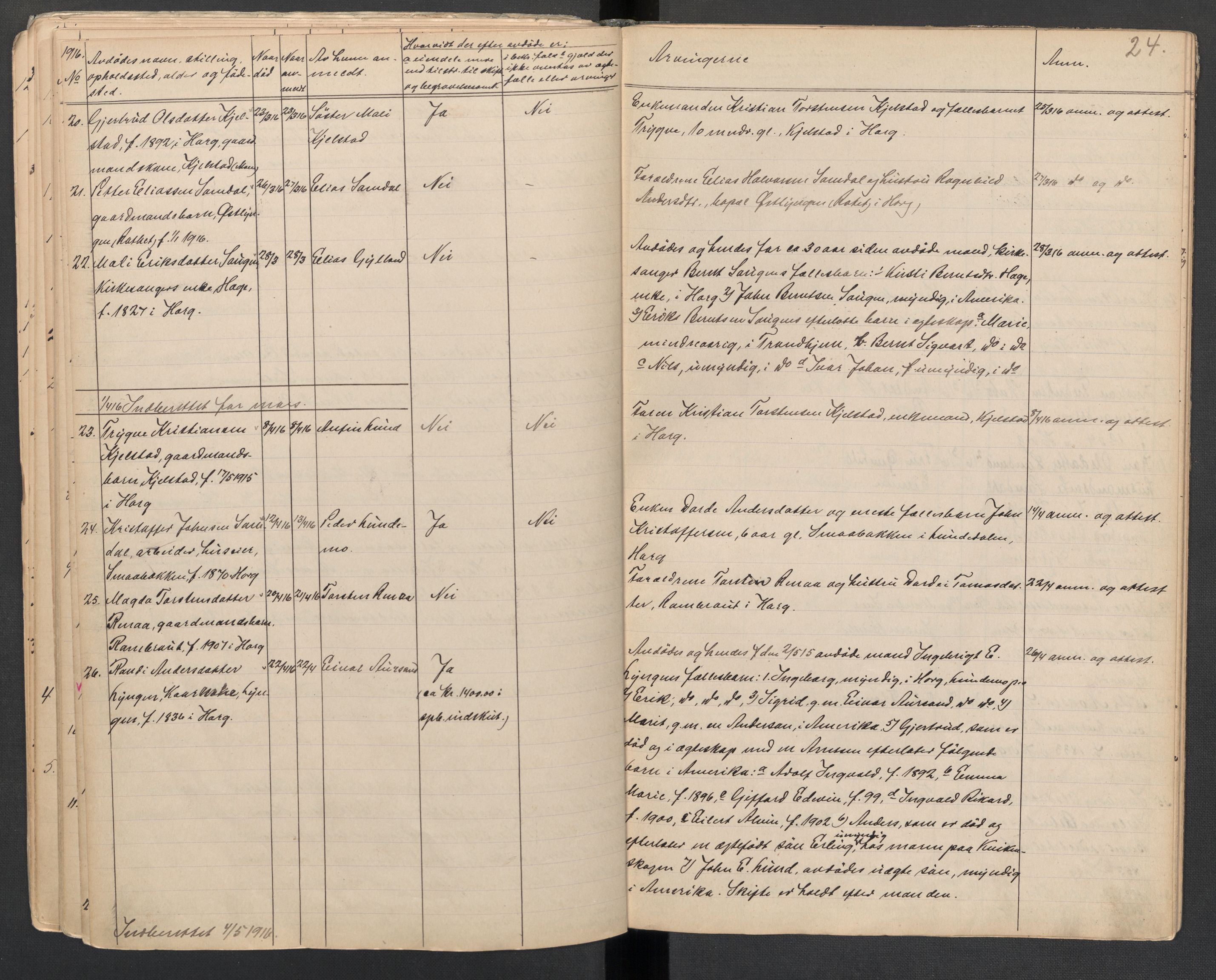 Horg lensmannskontor, AV/SAT-A-1057, 1904-1919, p. 24