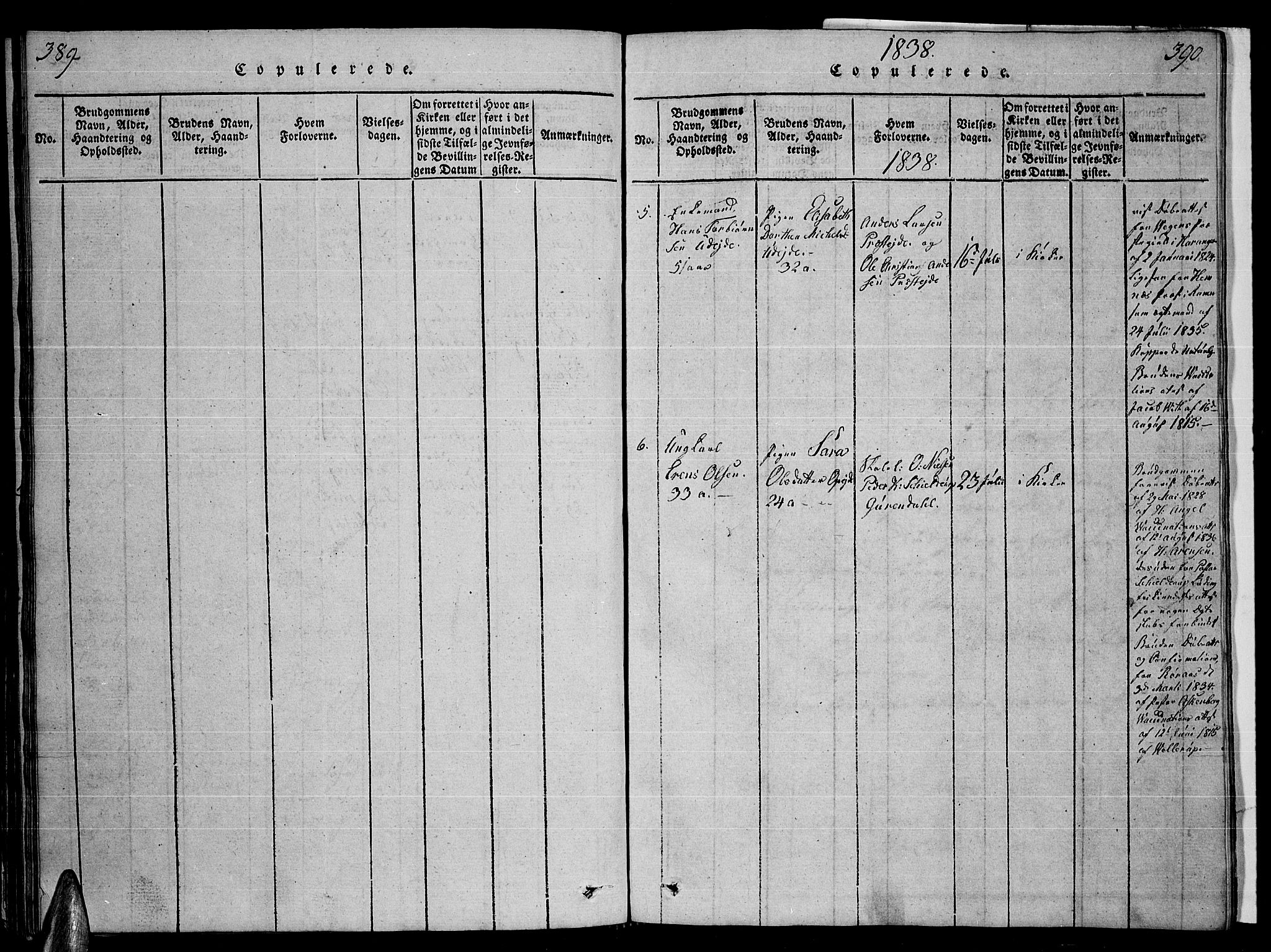 Ministerialprotokoller, klokkerbøker og fødselsregistre - Nordland, AV/SAT-A-1459/859/L0855: Parish register (copy) no. 859C01, 1821-1839, p. 389-390