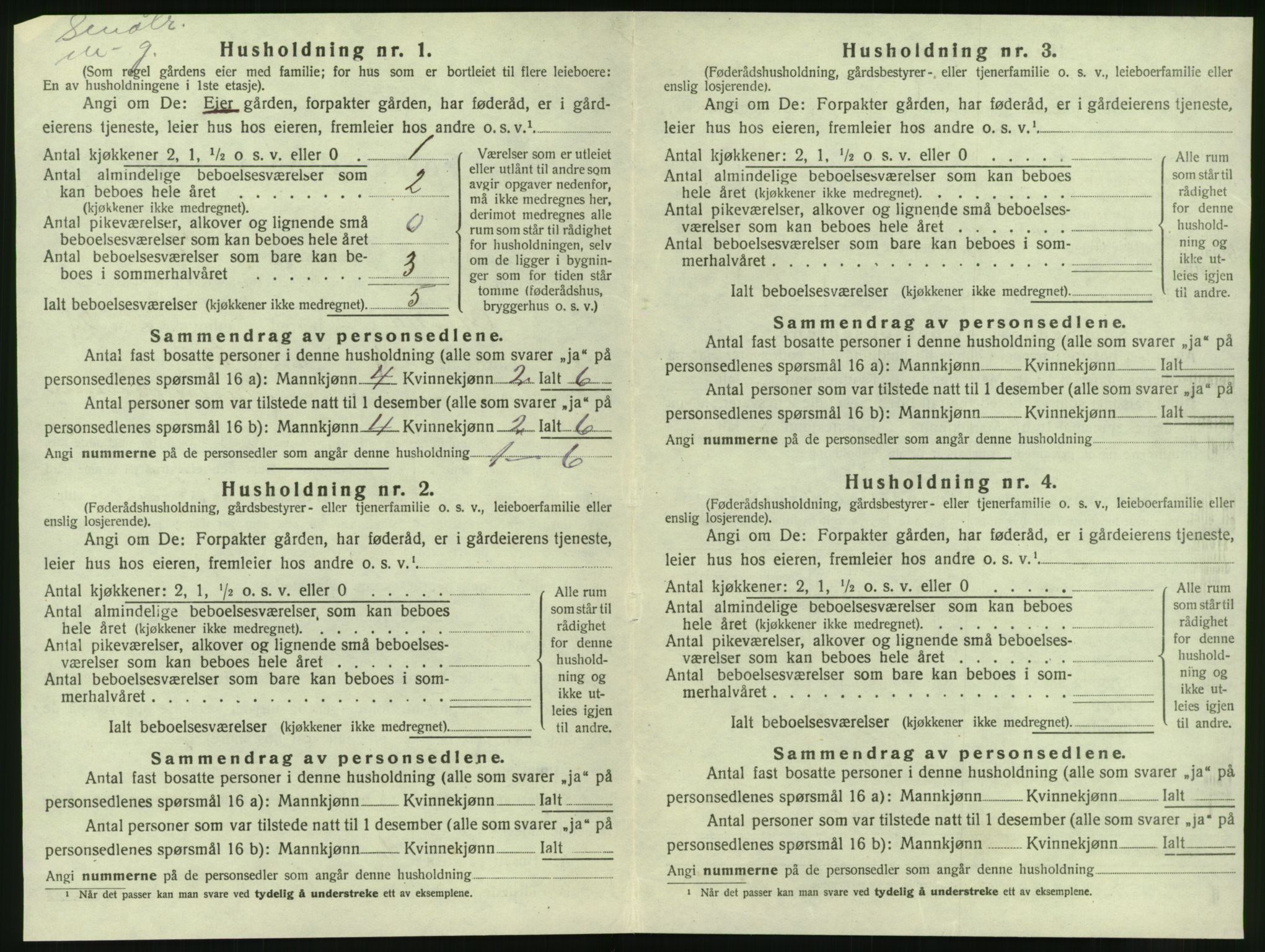 SAT, 1920 census for Nesna, 1920, p. 268