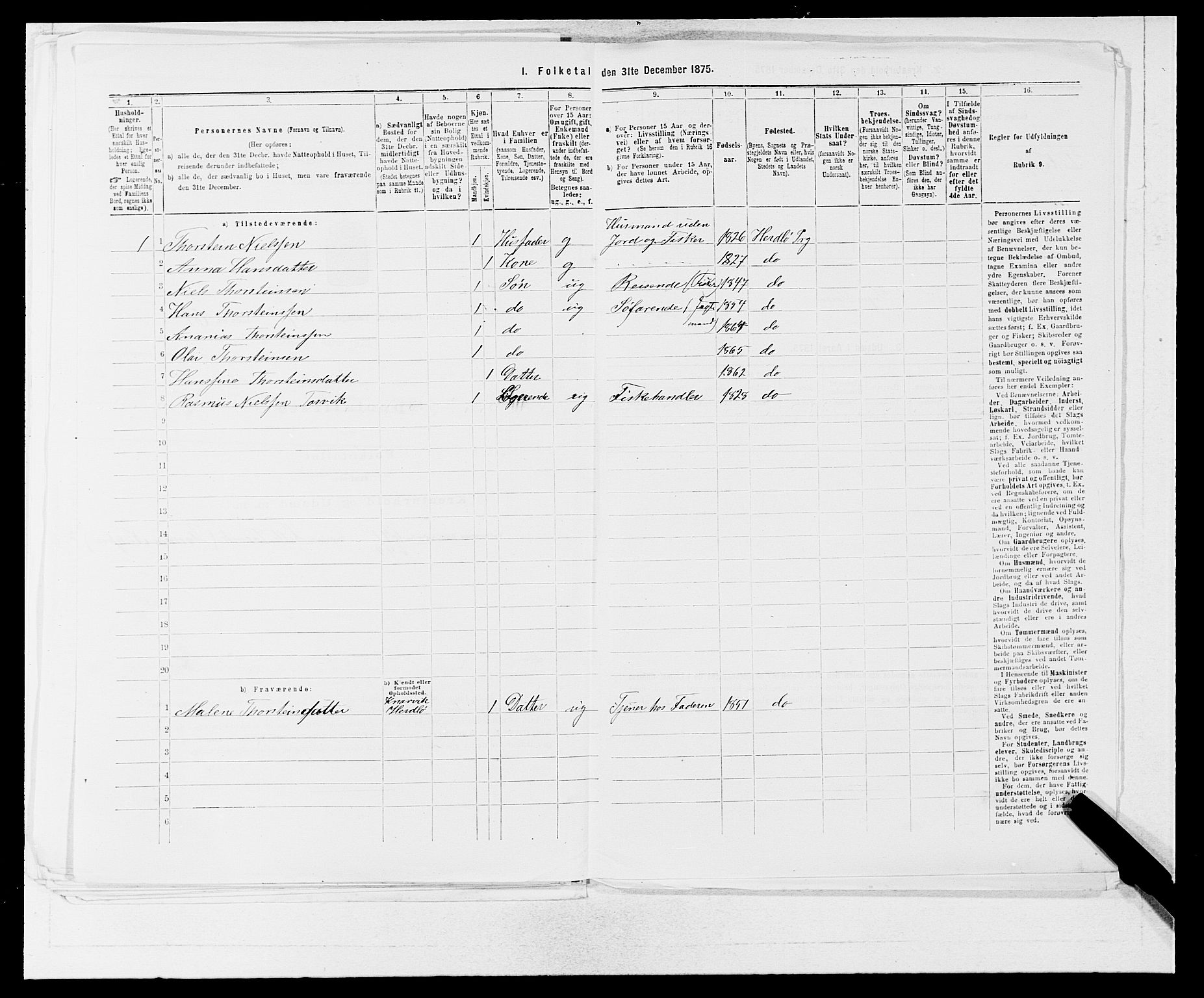 SAB, 1875 census for 1258P Herdla, 1875, p. 614