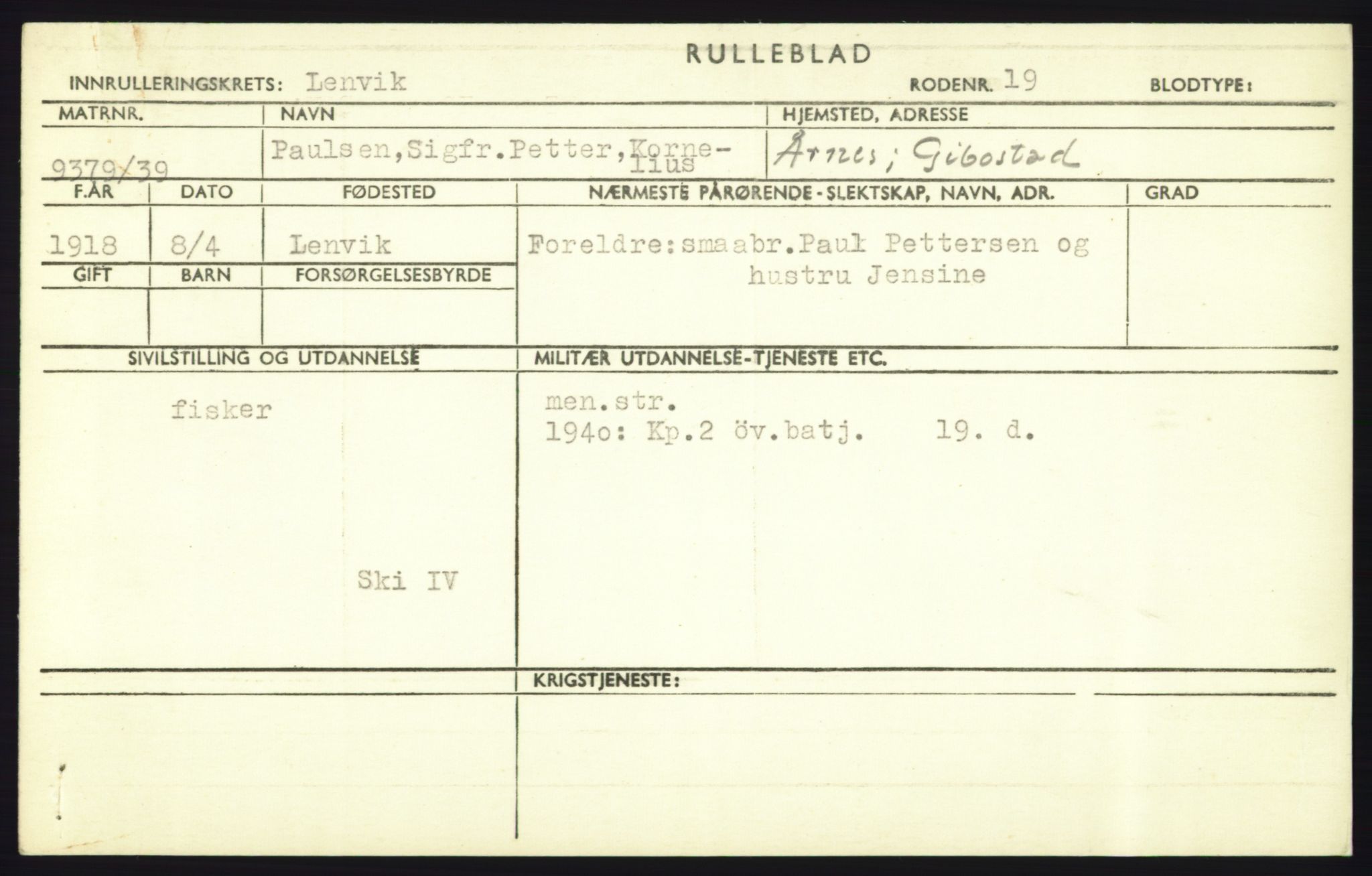 Forsvaret, Troms infanteriregiment nr. 16, AV/RA-RAFA-3146/P/Pa/L0023: Rulleblad for regimentets menige mannskaper, årsklasse 1939, 1939, p. 1051