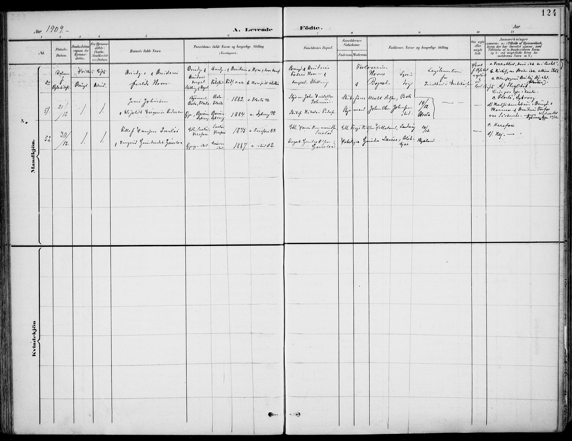 Barbu sokneprestkontor, AV/SAK-1111-0003/F/Fa/L0005: Parish register (official) no. A 5, 1899-1909, p. 124