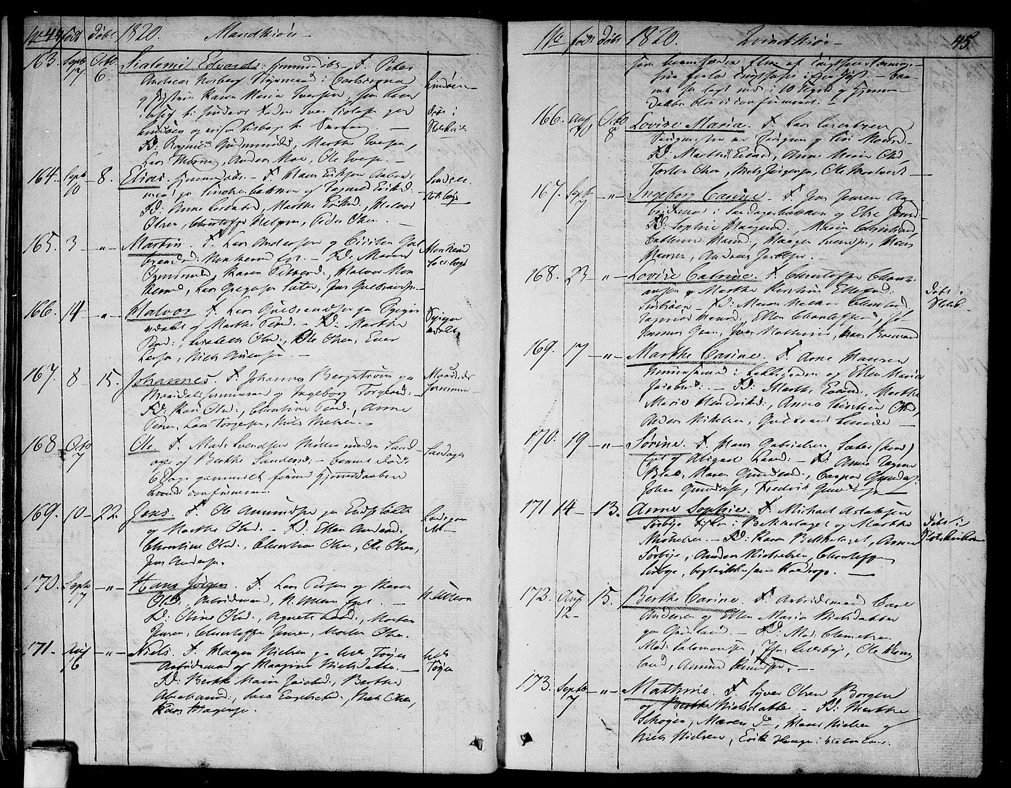 Aker prestekontor kirkebøker, AV/SAO-A-10861/F/L0012: Parish register (official) no. 12, 1819-1828, p. 44-45