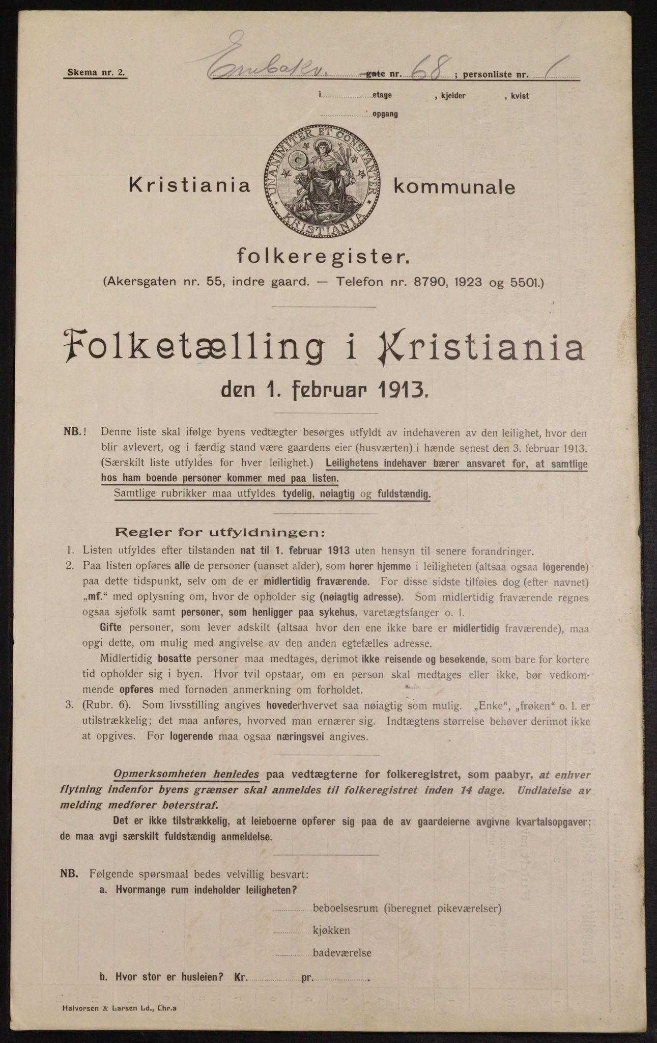 OBA, Municipal Census 1913 for Kristiania, 1913, p. 21599