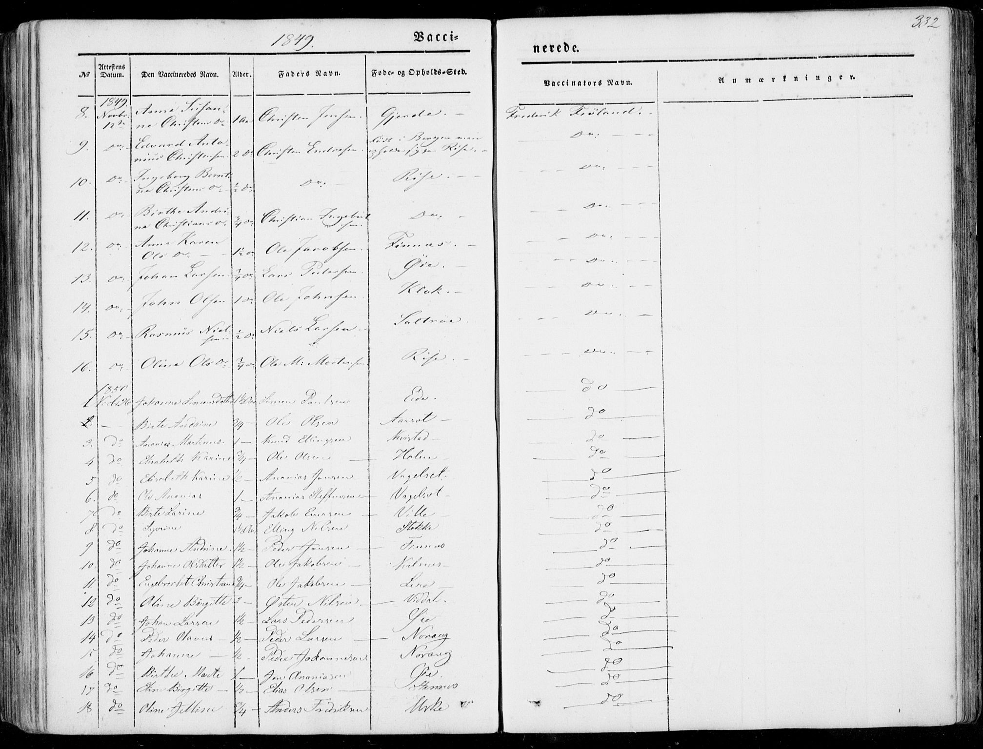 Ministerialprotokoller, klokkerbøker og fødselsregistre - Møre og Romsdal, AV/SAT-A-1454/515/L0209: Parish register (official) no. 515A05, 1847-1868, p. 332