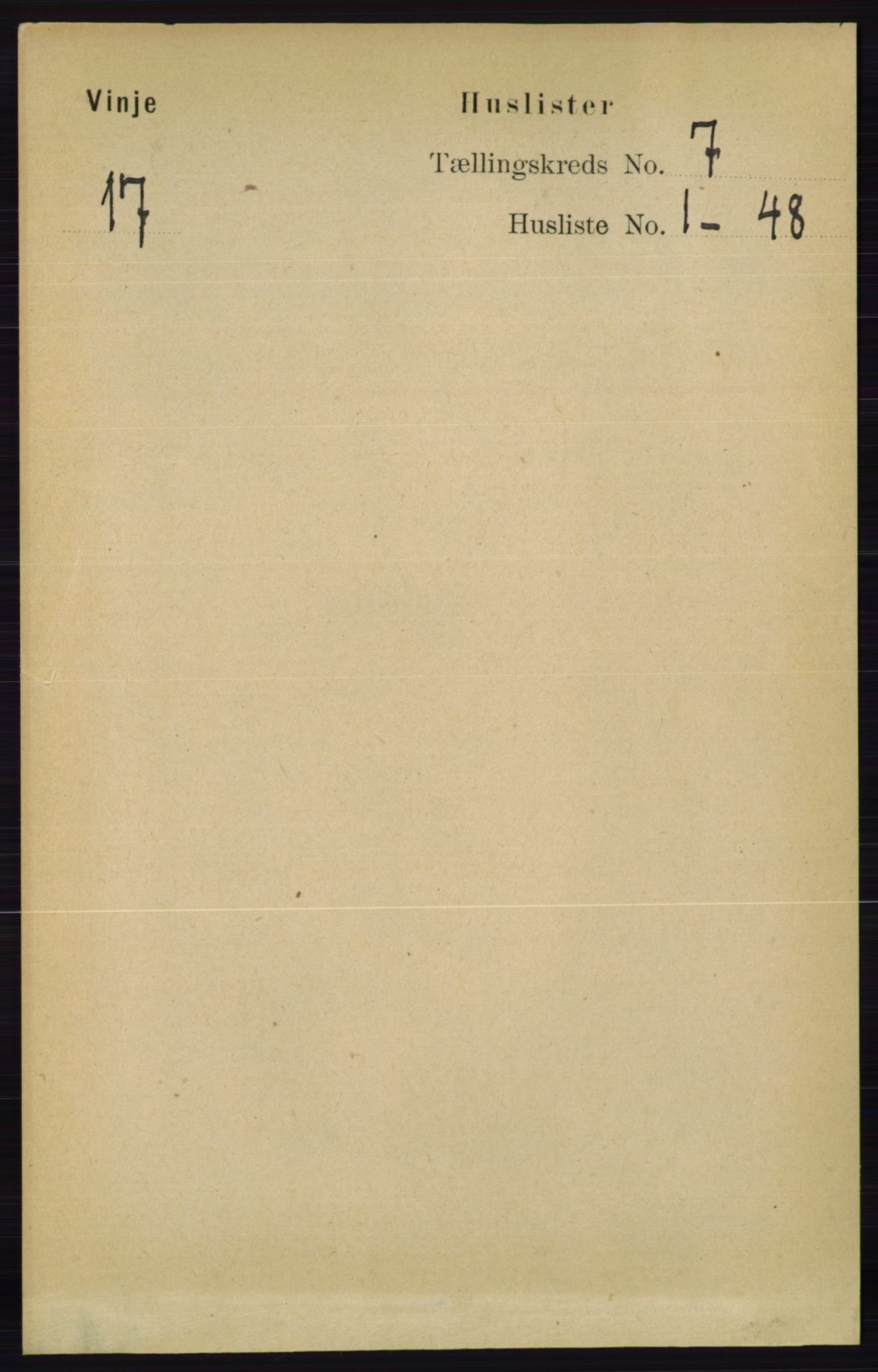 RA, 1891 census for 0834 Vinje, 1891, p. 1749
