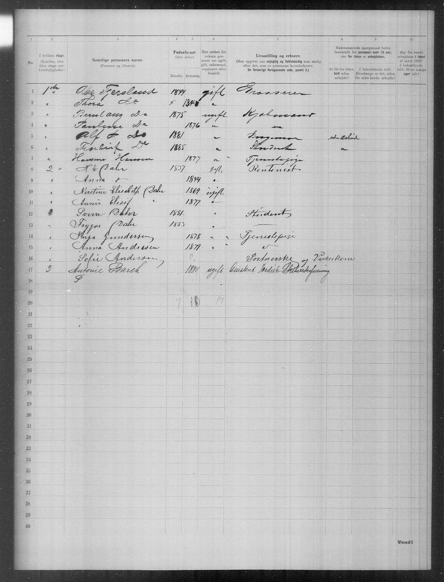 OBA, Municipal Census 1903 for Kristiania, 1903, p. 16310