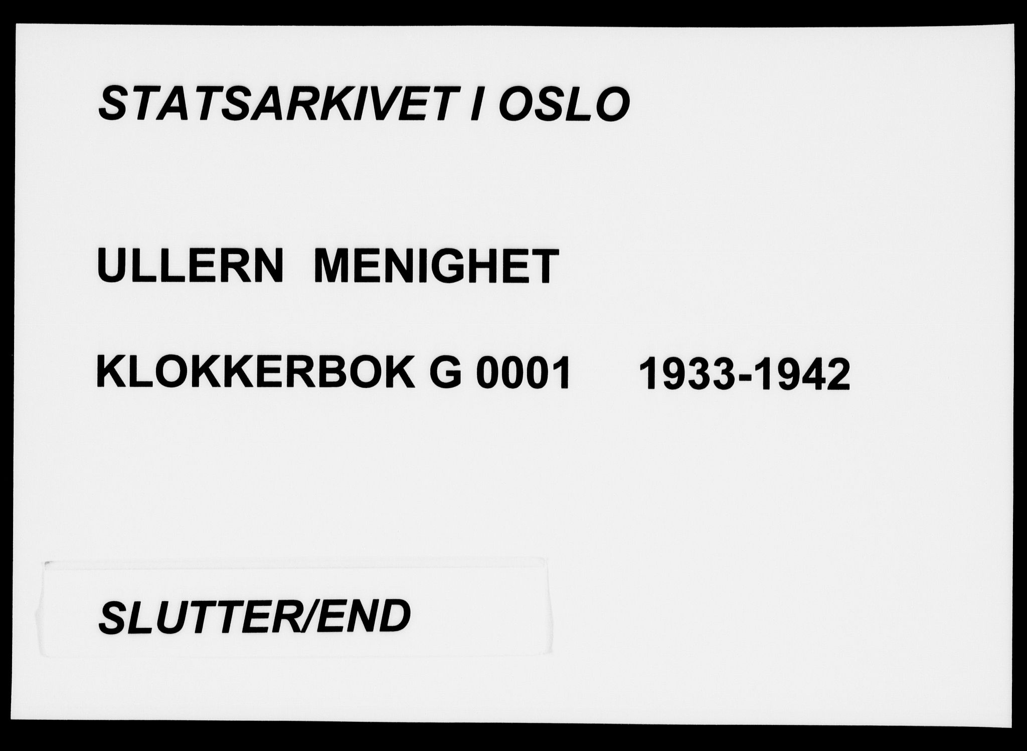 Ullern prestekontor Kirkebøker, AV/SAO-A-10740/G/L0001: Parish register (copy) no. 1, 1933-1942