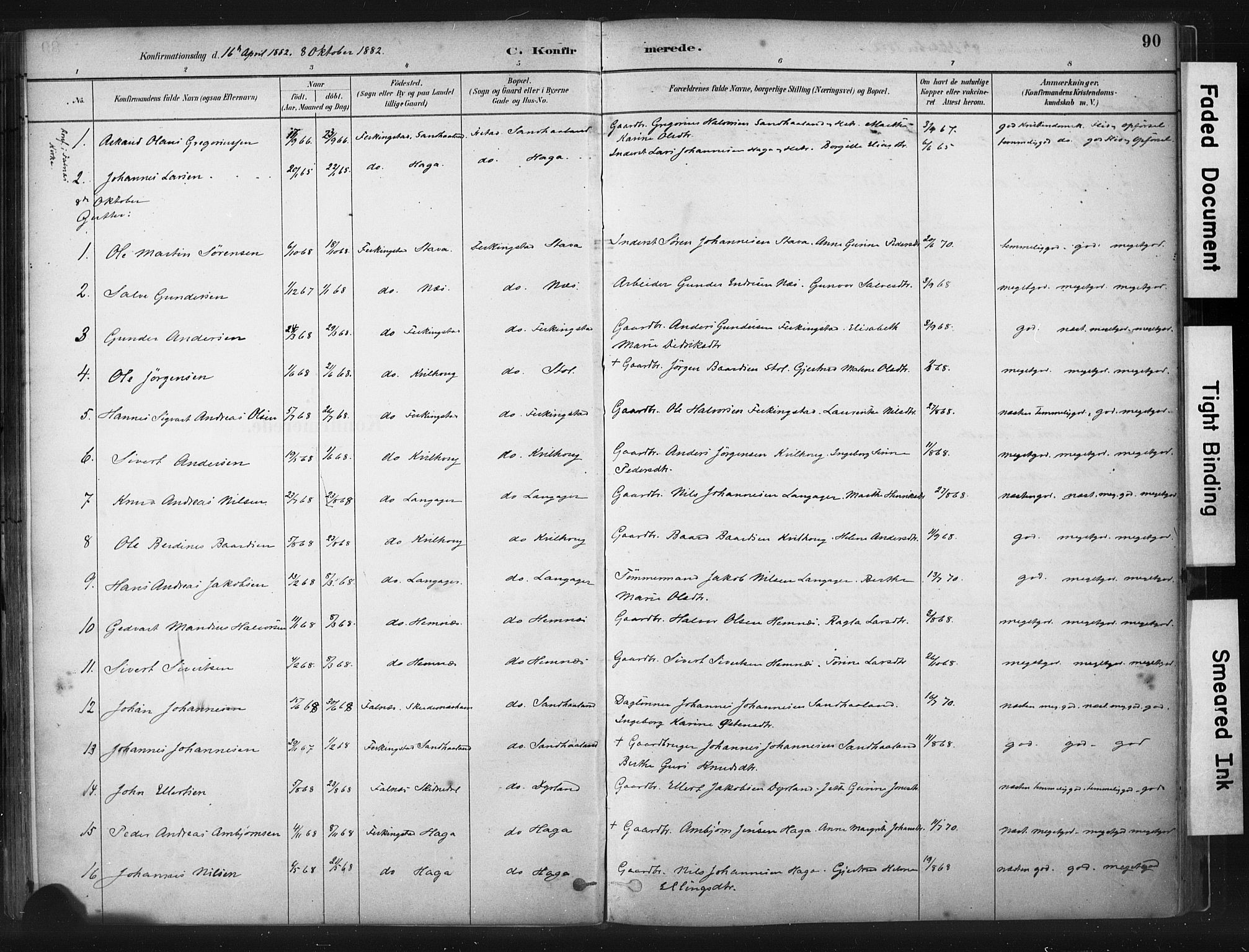 Skudenes sokneprestkontor, SAST/A -101849/H/Ha/Haa/L0010: Parish register (official) no. A 7, 1882-1912, p. 90