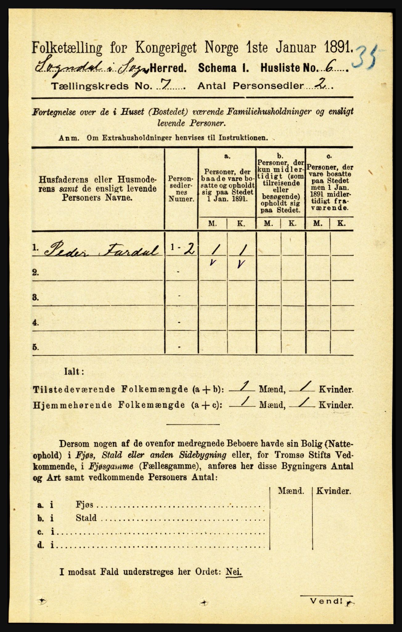 RA, 1891 census for 1420 Sogndal, 1891, p. 2935