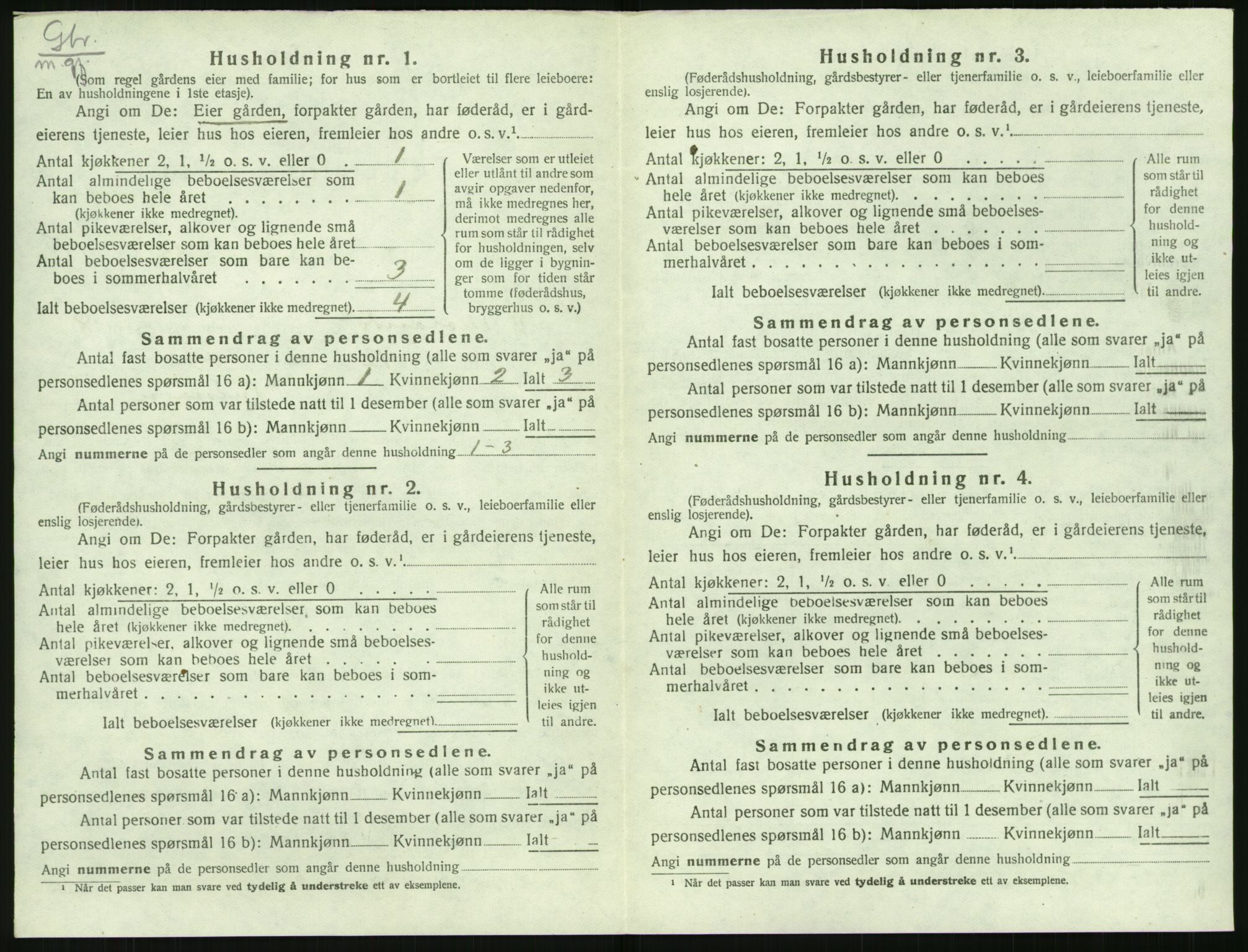 SAK, 1920 census for Vestre Moland, 1920, p. 1022