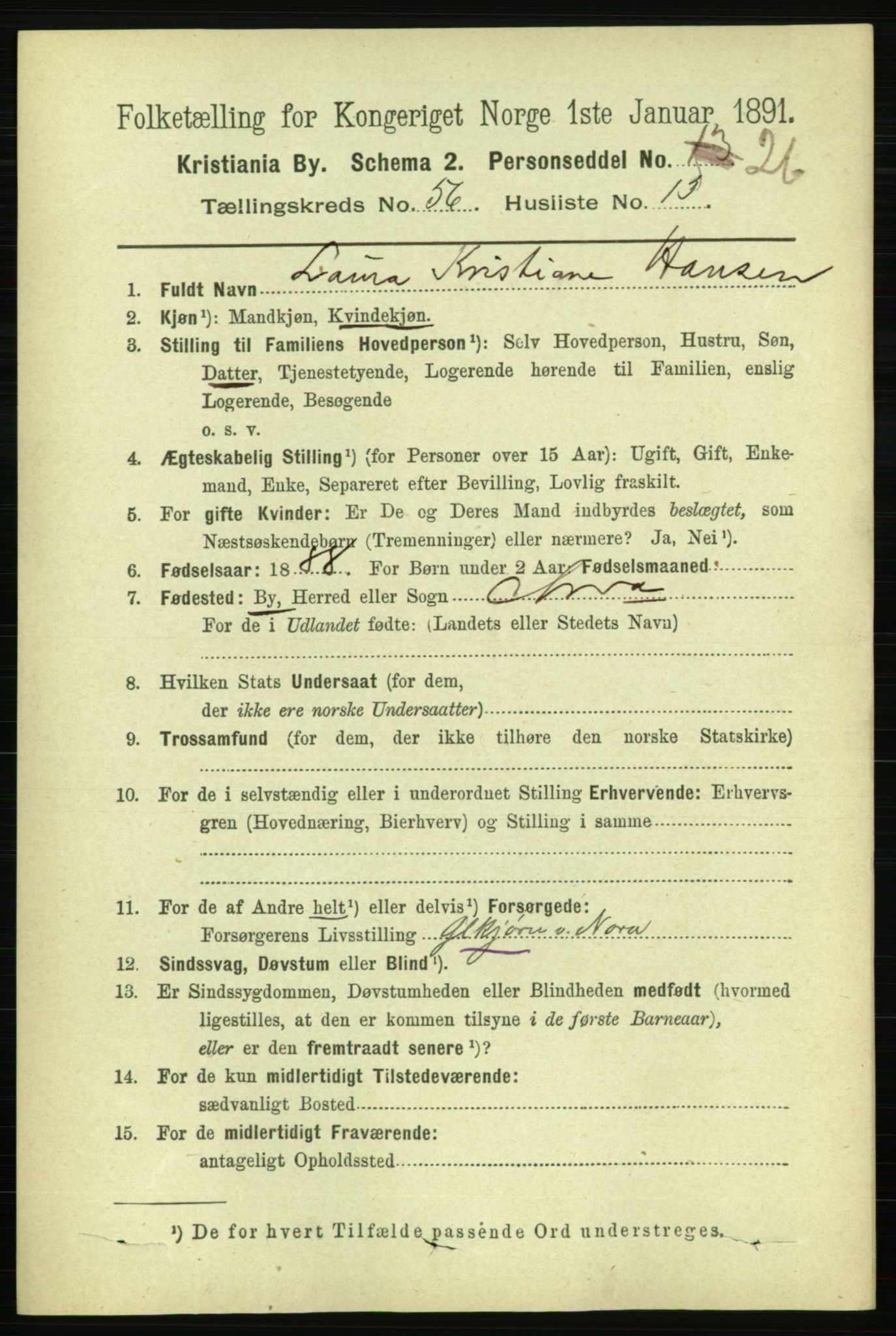 RA, 1891 census for 0301 Kristiania, 1891, p. 30409