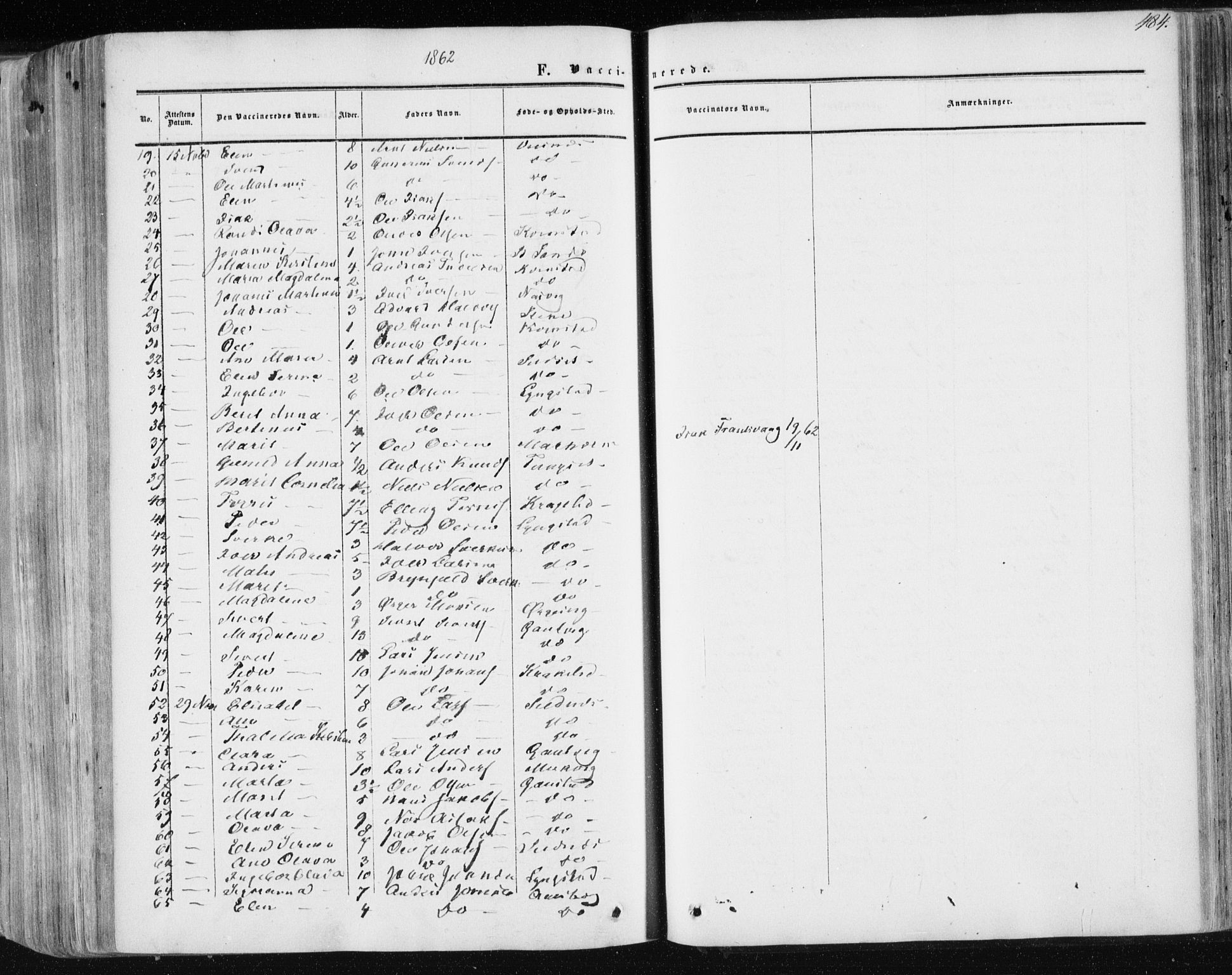 Ministerialprotokoller, klokkerbøker og fødselsregistre - Møre og Romsdal, AV/SAT-A-1454/568/L0804: Parish register (official) no. 568A11, 1854-1868, p. 484