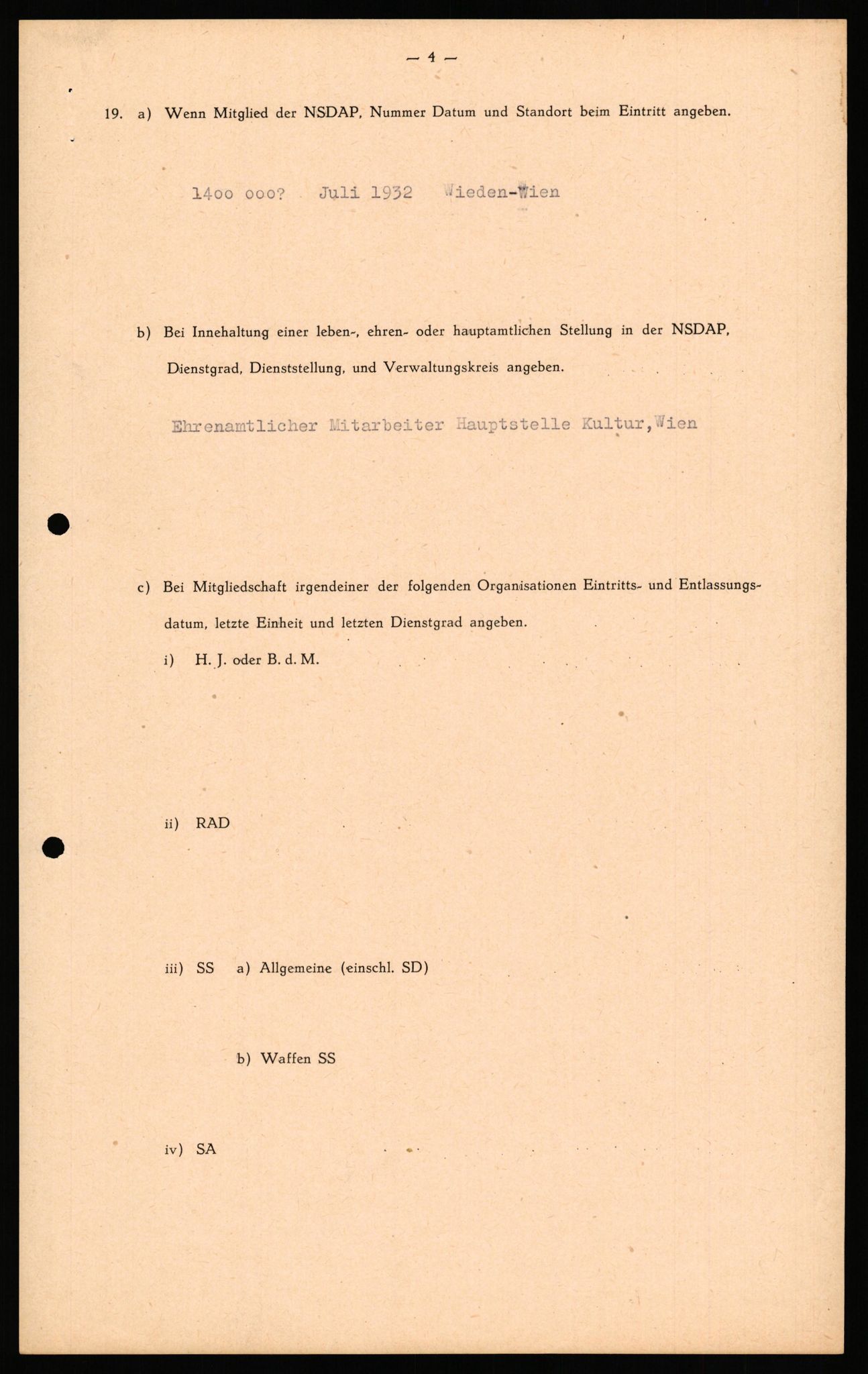 Forsvaret, Forsvarets overkommando II, RA/RAFA-3915/D/Db/L0040: CI Questionaires. Tyske okkupasjonsstyrker i Norge. Østerrikere., 1945-1946, p. 298
