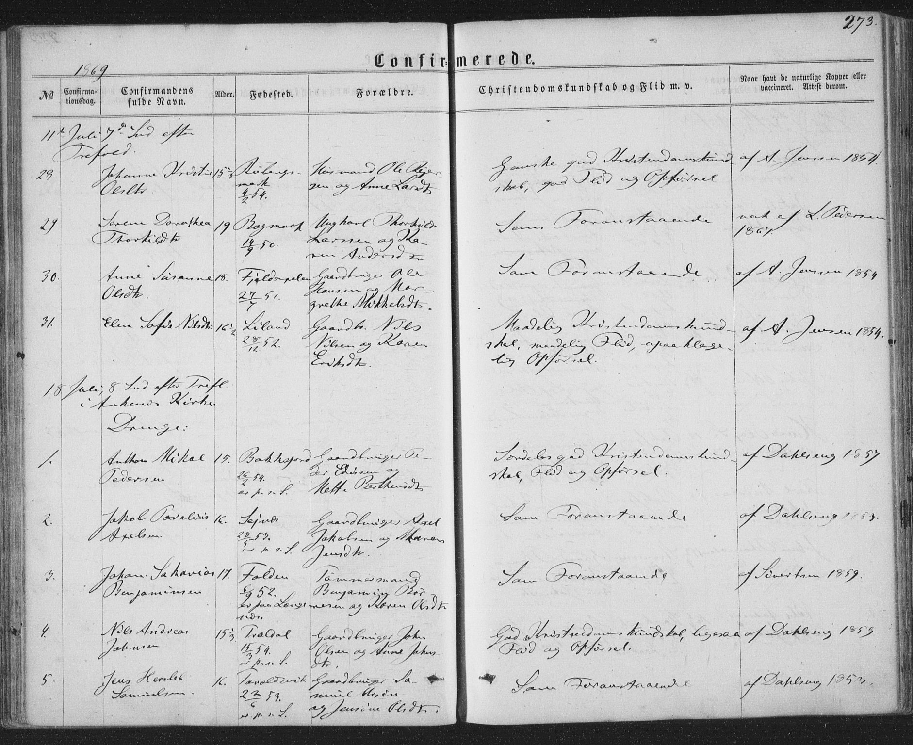 Ministerialprotokoller, klokkerbøker og fødselsregistre - Nordland, AV/SAT-A-1459/863/L0896: Parish register (official) no. 863A08, 1861-1871, p. 273