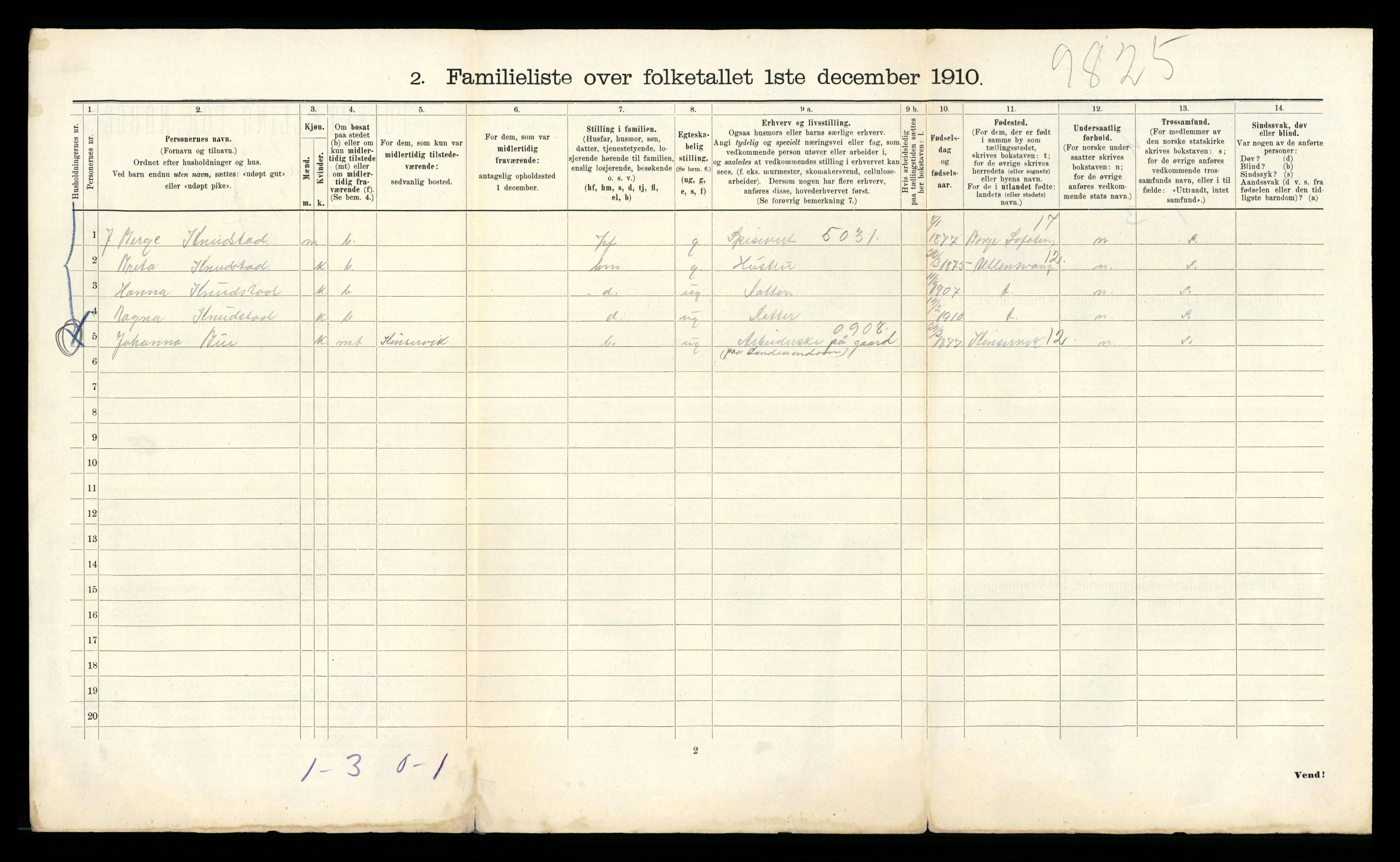 RA, 1910 census for Bergen, 1910, p. 11652