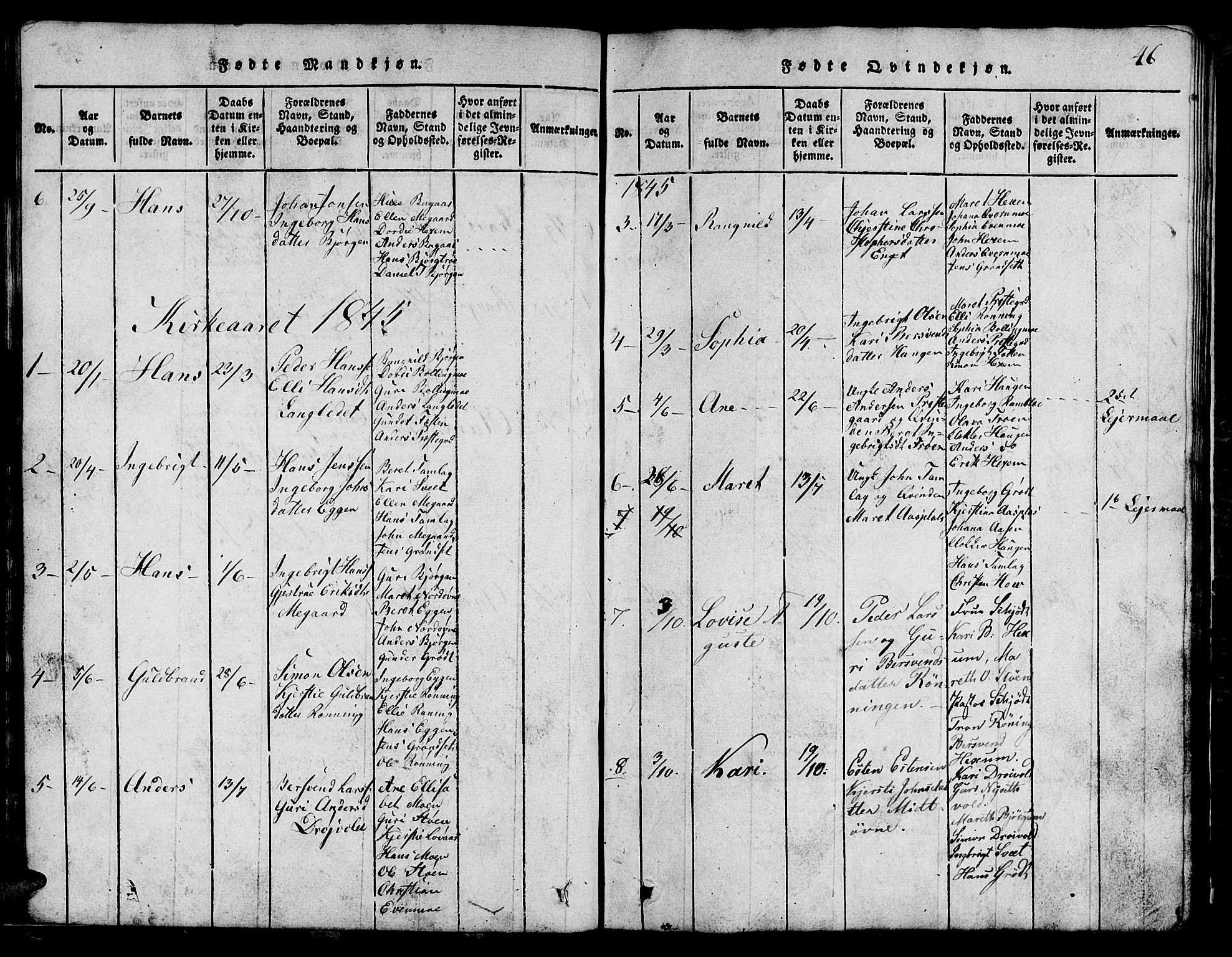 Ministerialprotokoller, klokkerbøker og fødselsregistre - Sør-Trøndelag, SAT/A-1456/685/L0976: Parish register (copy) no. 685C01, 1817-1878, p. 46